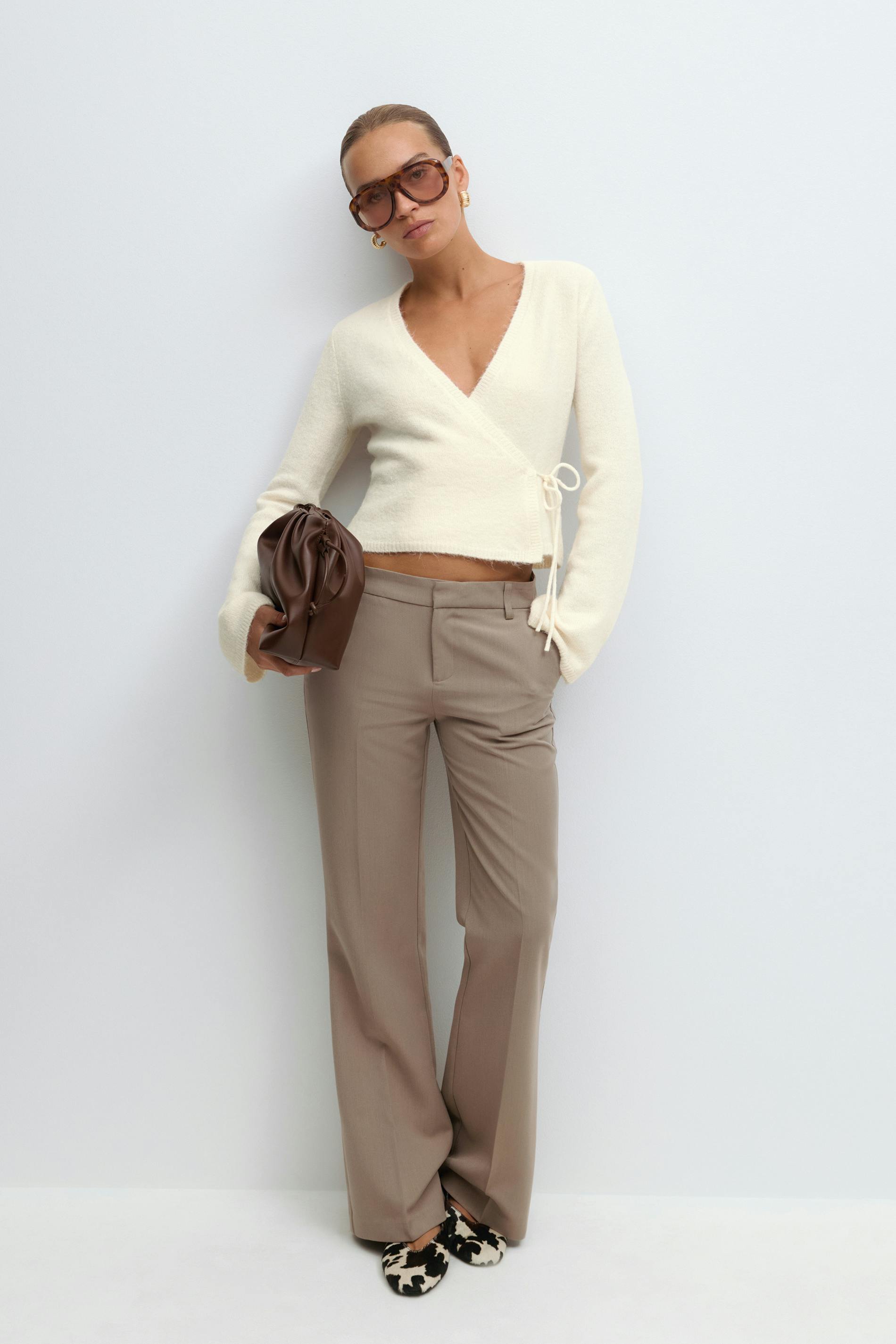 Gina Tricot - Knitted wrap cardigan - Neuletakit - Valkoinen - S - Naiset