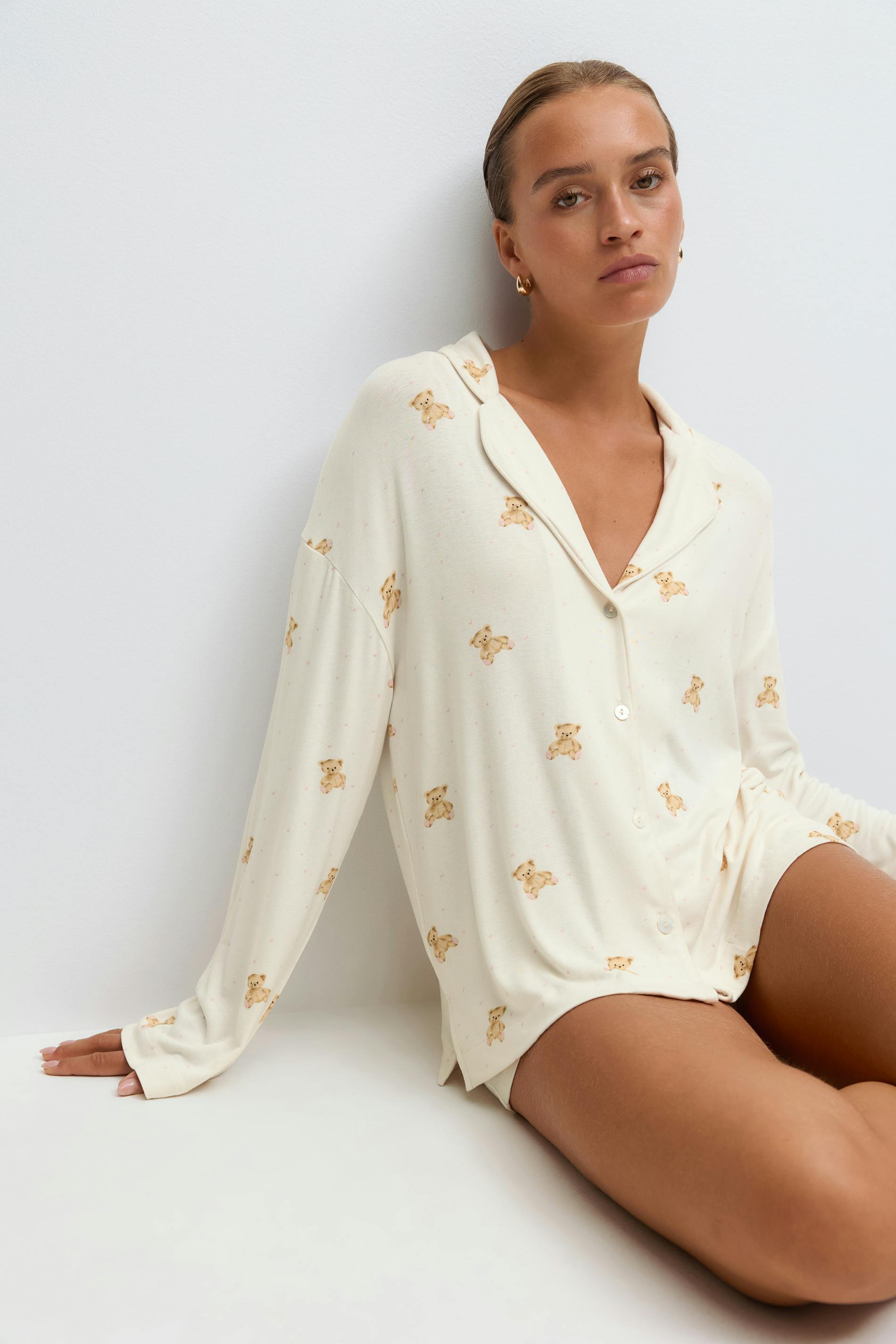 Gina Tricot - Soft pyjamas shirt - pysjamas - Hvit - XS - Dame