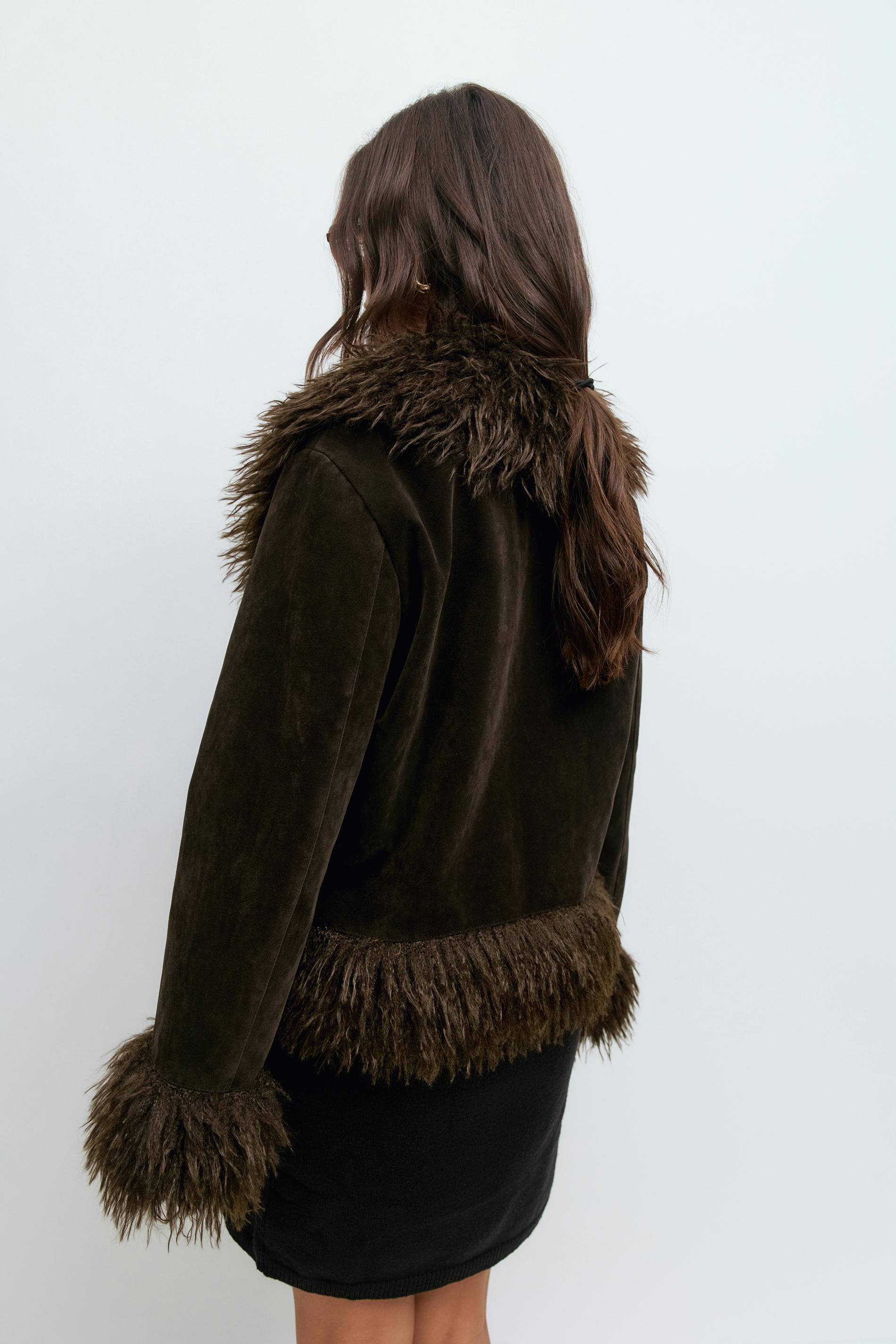 Faux suede fur jacket