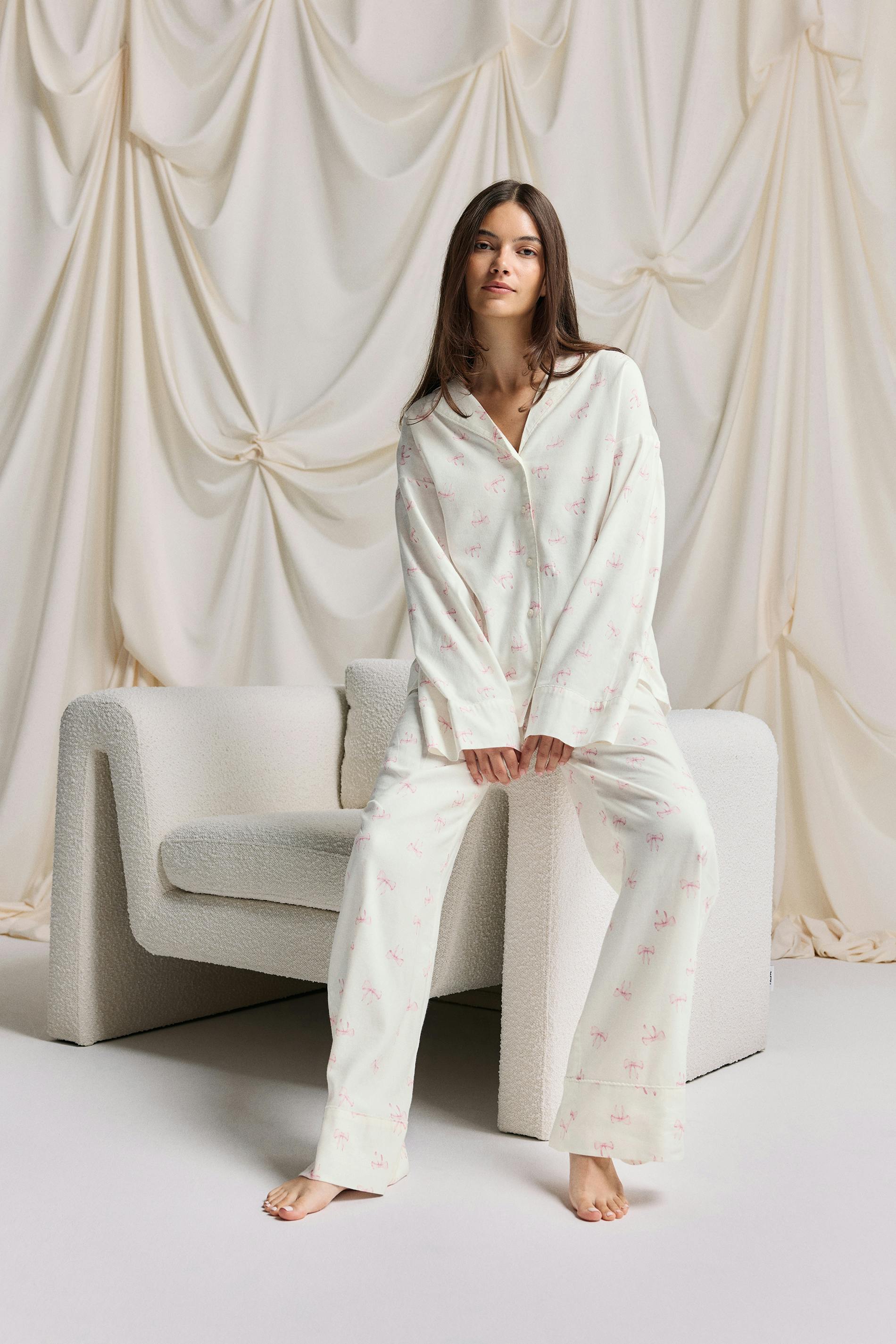 Gina Tricot - Flannel pyjamas trousers - pyjamas - Vit - S - Dam