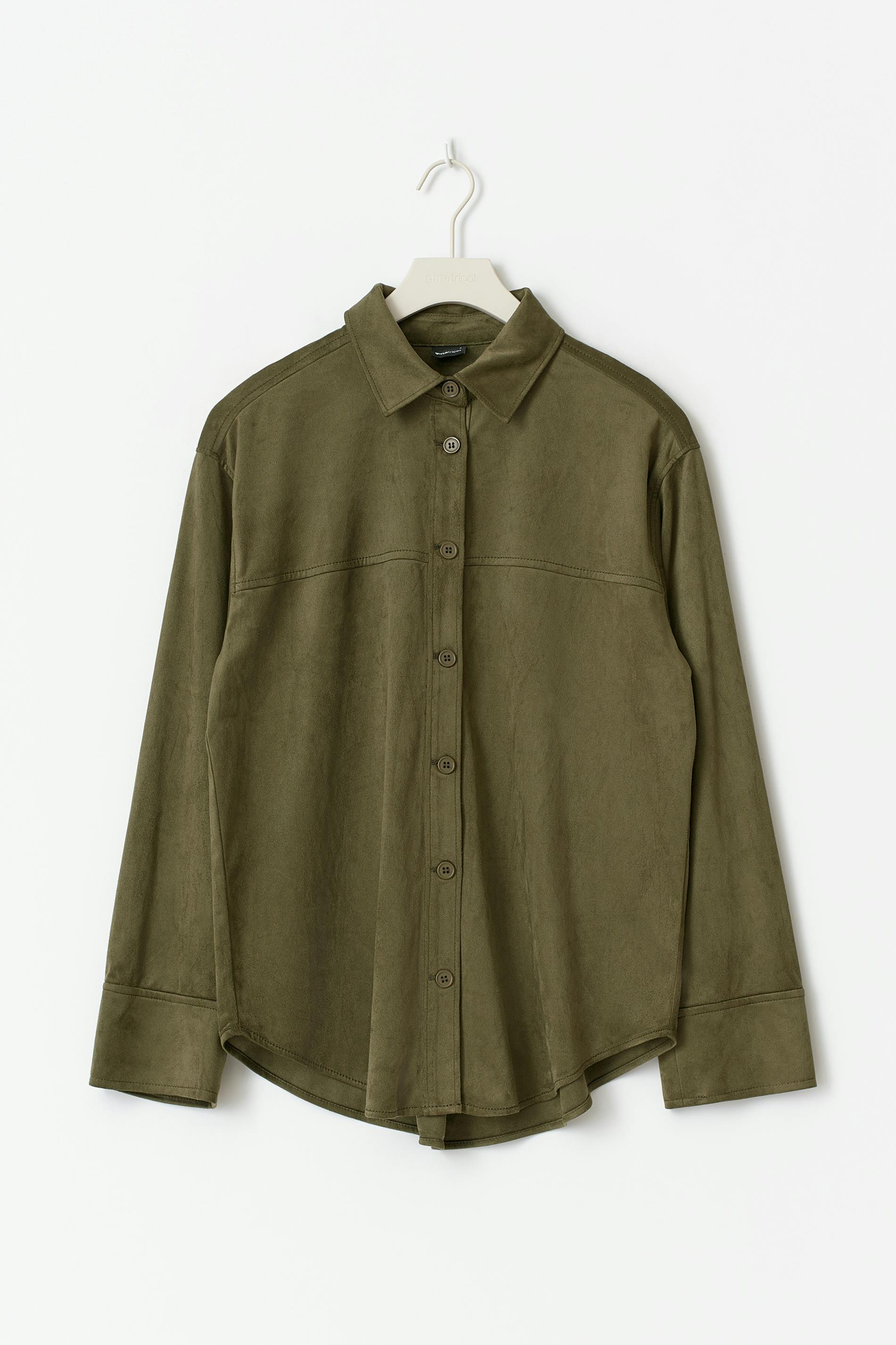 Faux suede shirt - Green - Women - Gina Tricot