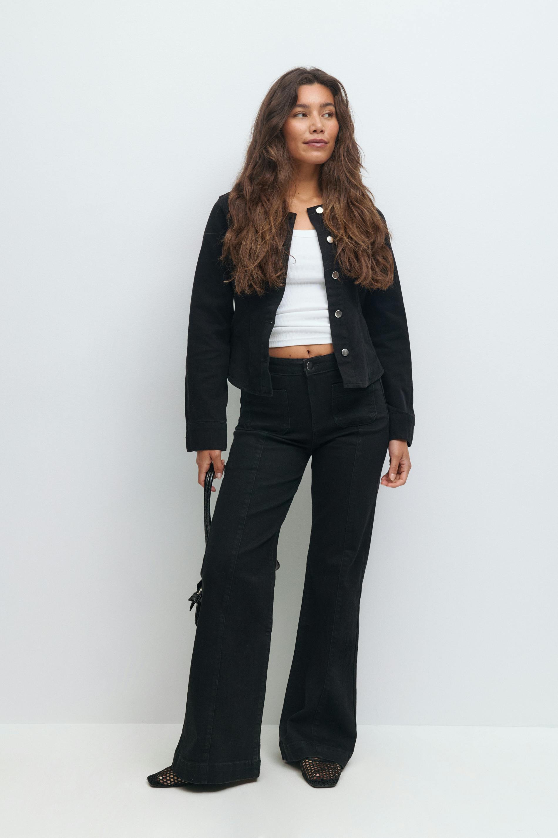 Front seam flare jeans Black Women Gina Tricot