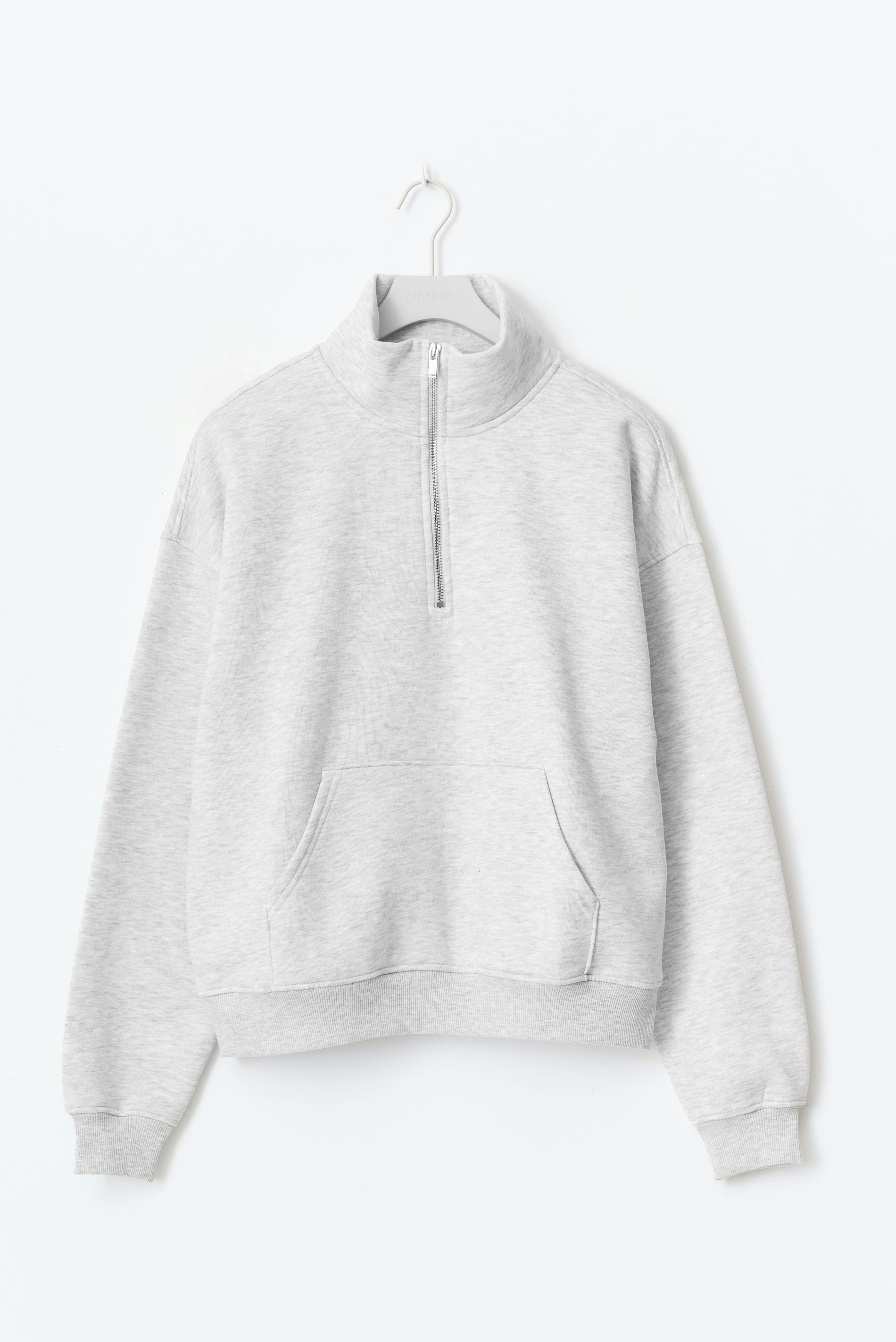 white teddy sweater half zip