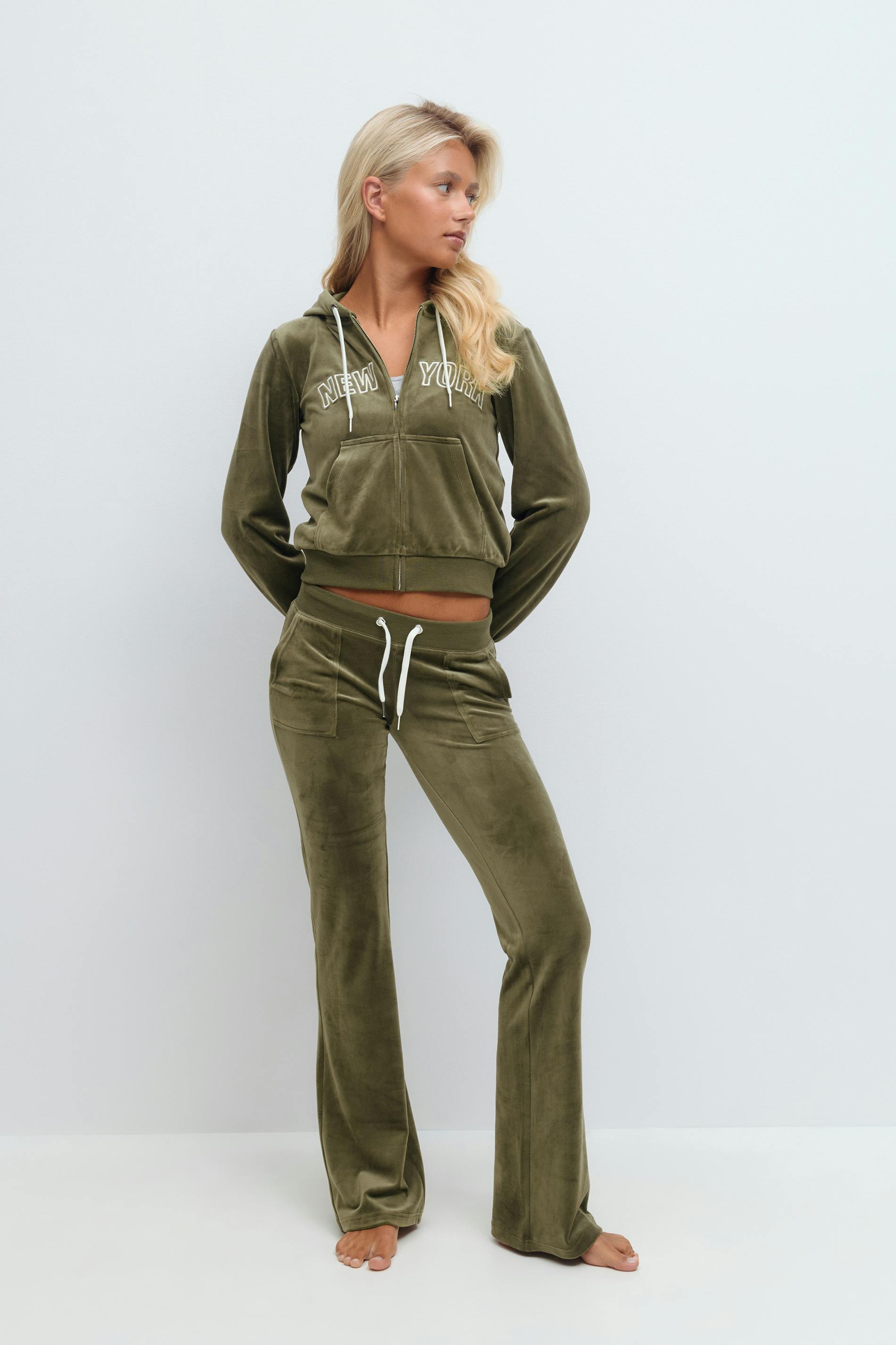 Gina Tricot - 14+ velour trousers - homewear - Vert - L - Femme