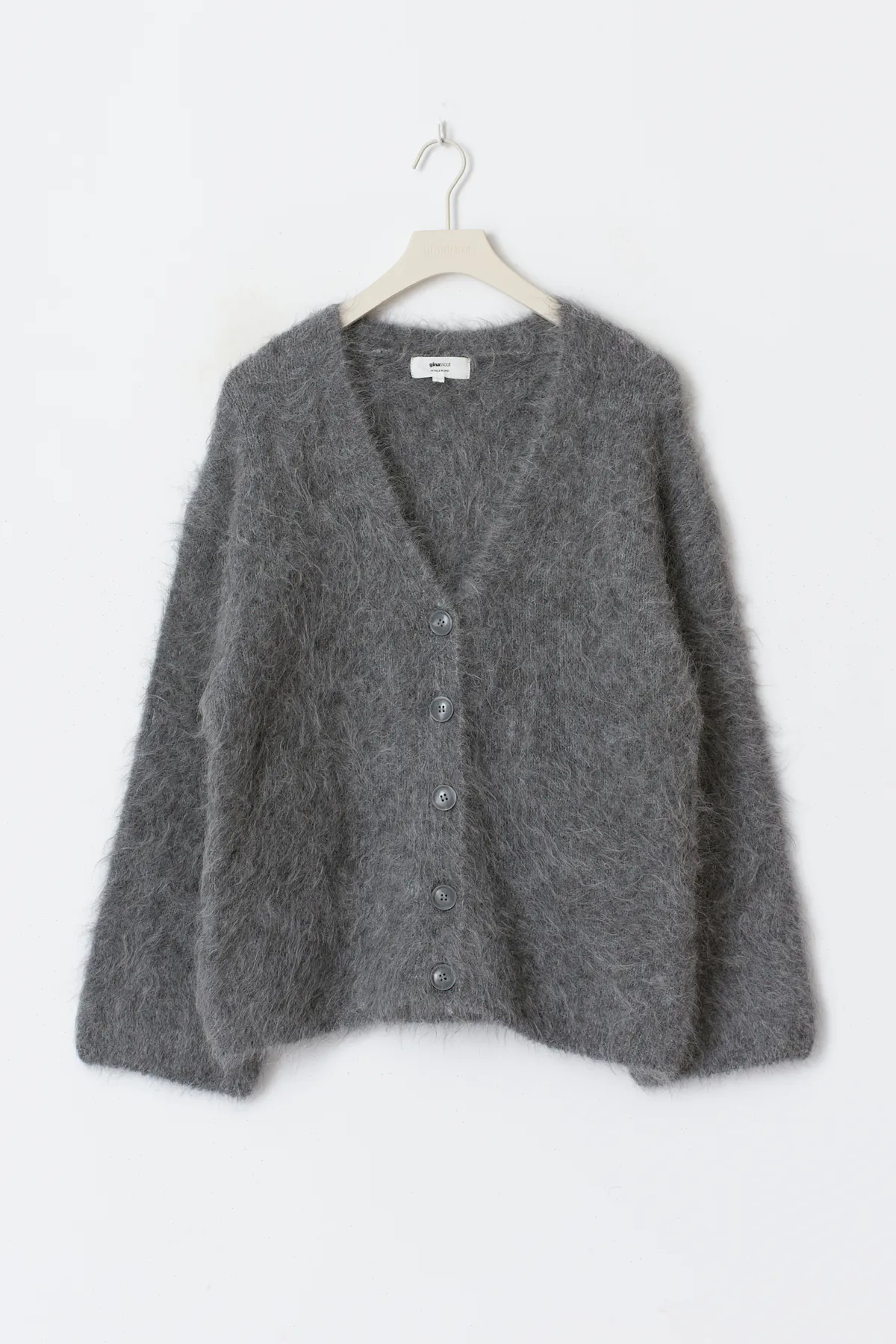 FLUFFY KNIT CARDIGAN CONSISTER グレー Alpaca blend knitted cardigan - Grey - Women - Gina Tricot