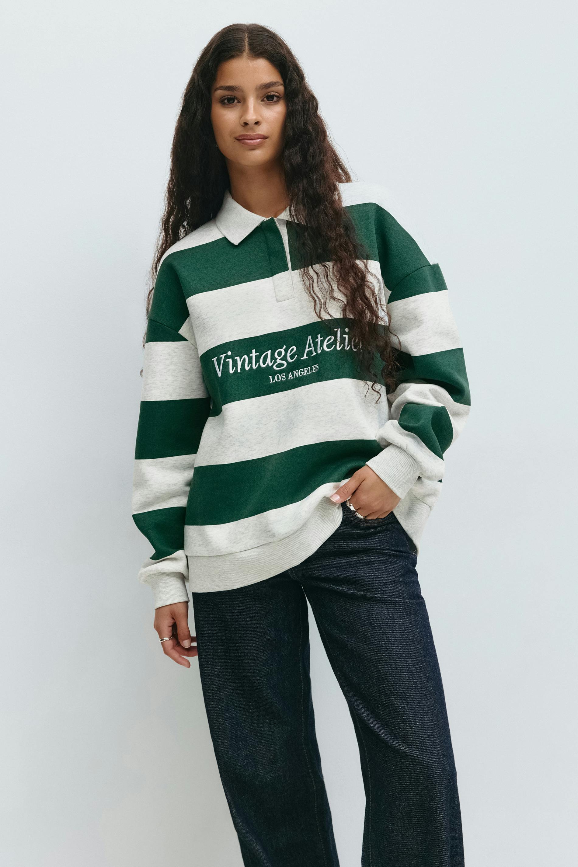 Gina Tricot - Collar sweater - Polo - Vert - XS - Femme