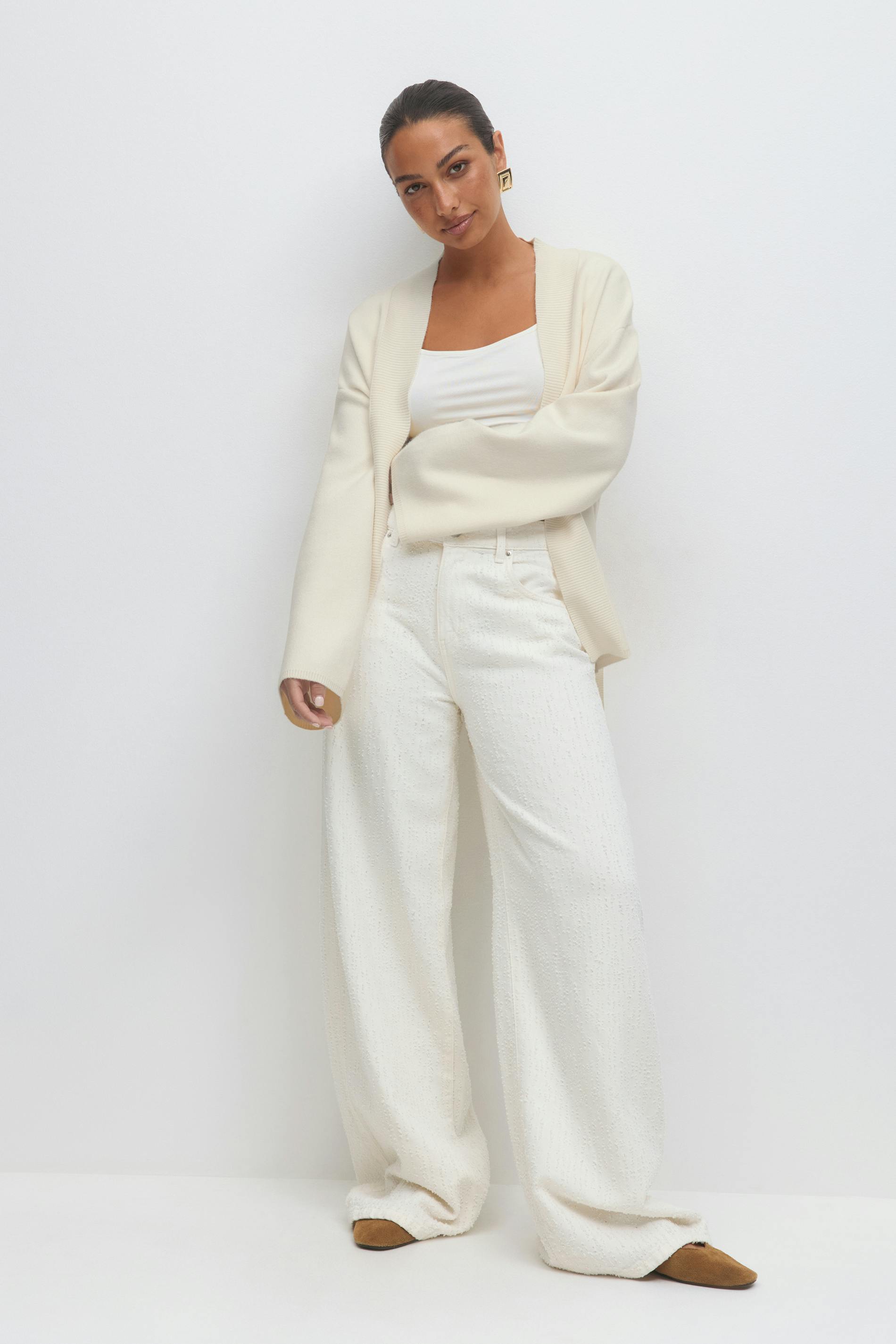 Gina Tricot - Knitted wrap kimono - Vesten - Geel - L - Dames