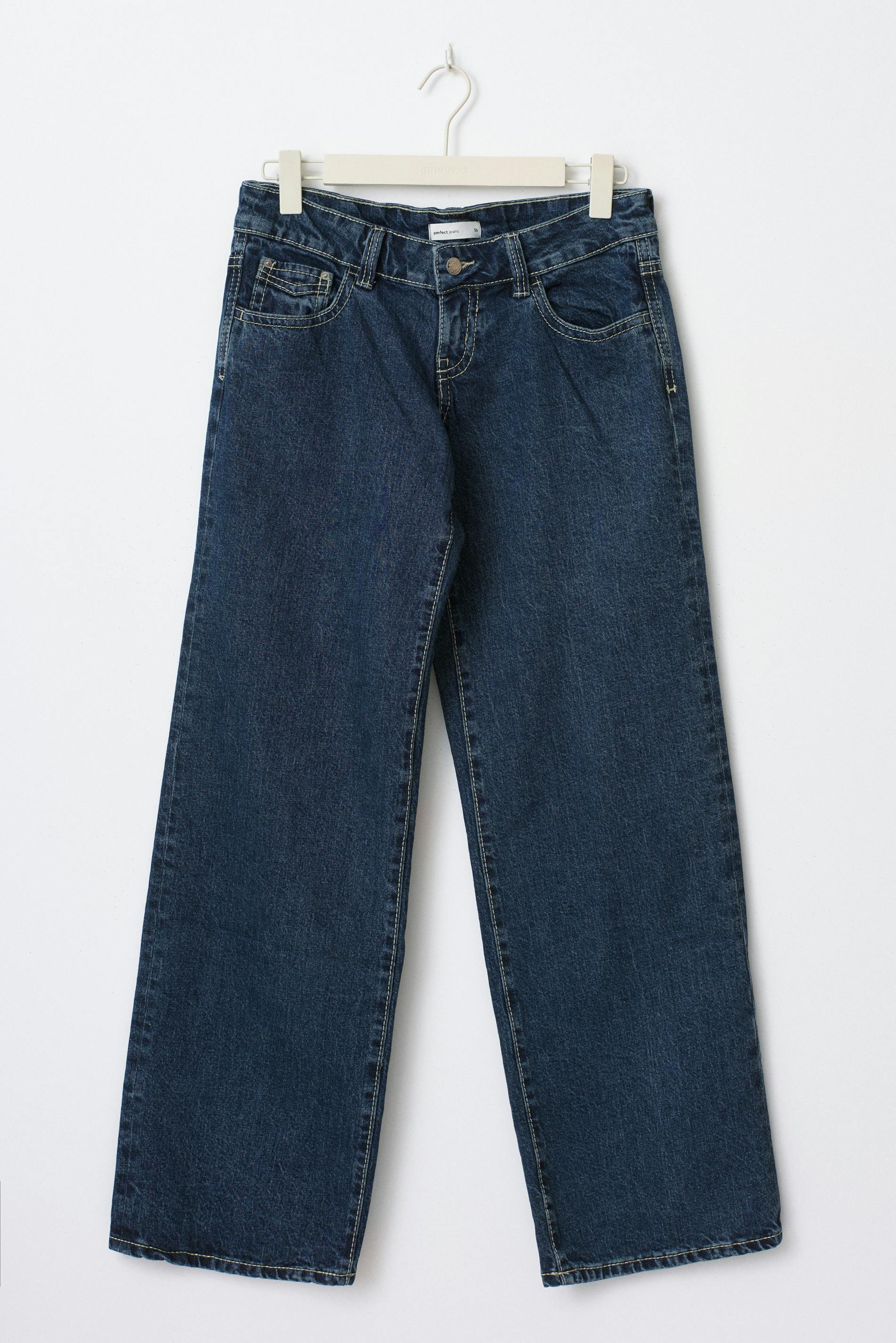 Gina Tricot - Ultra low wide petite jeans - ultra low waist - Bleu - 36 - Femme