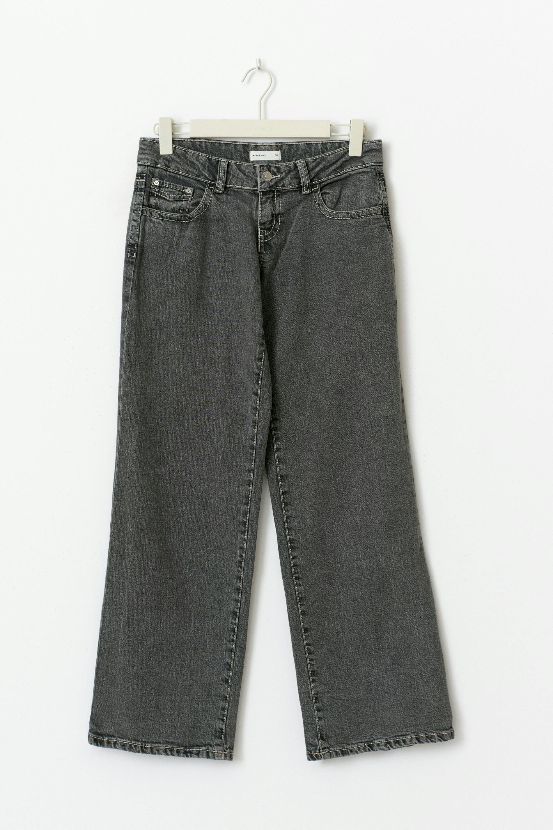 Gina Tricot - Ultra low wide petite jeans - ultra low waist - Gris - 38 - Femme