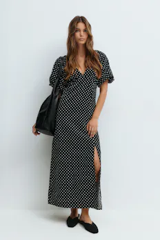 Puff Sleeve Midi Dress