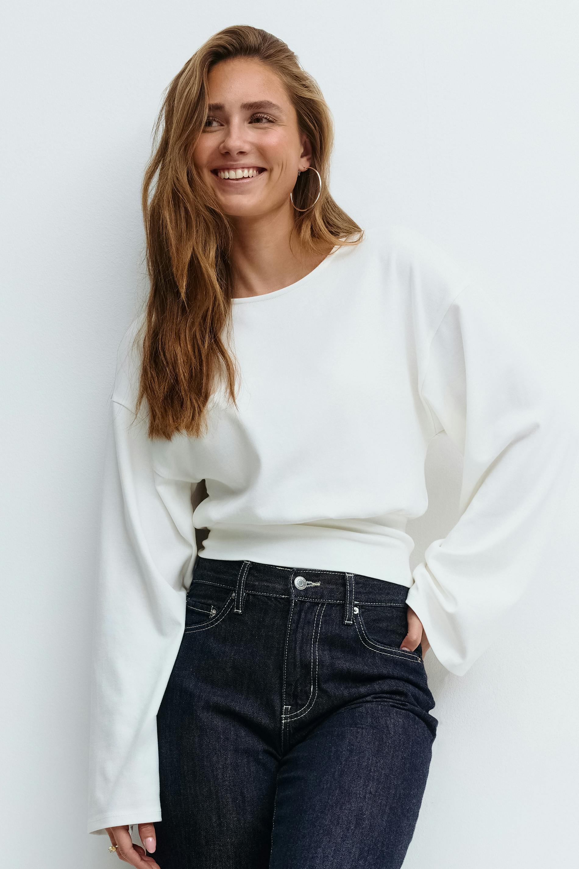 Gina Tricot - Wide sleeve top - Tops à manches longues - Blanc - S - Femme