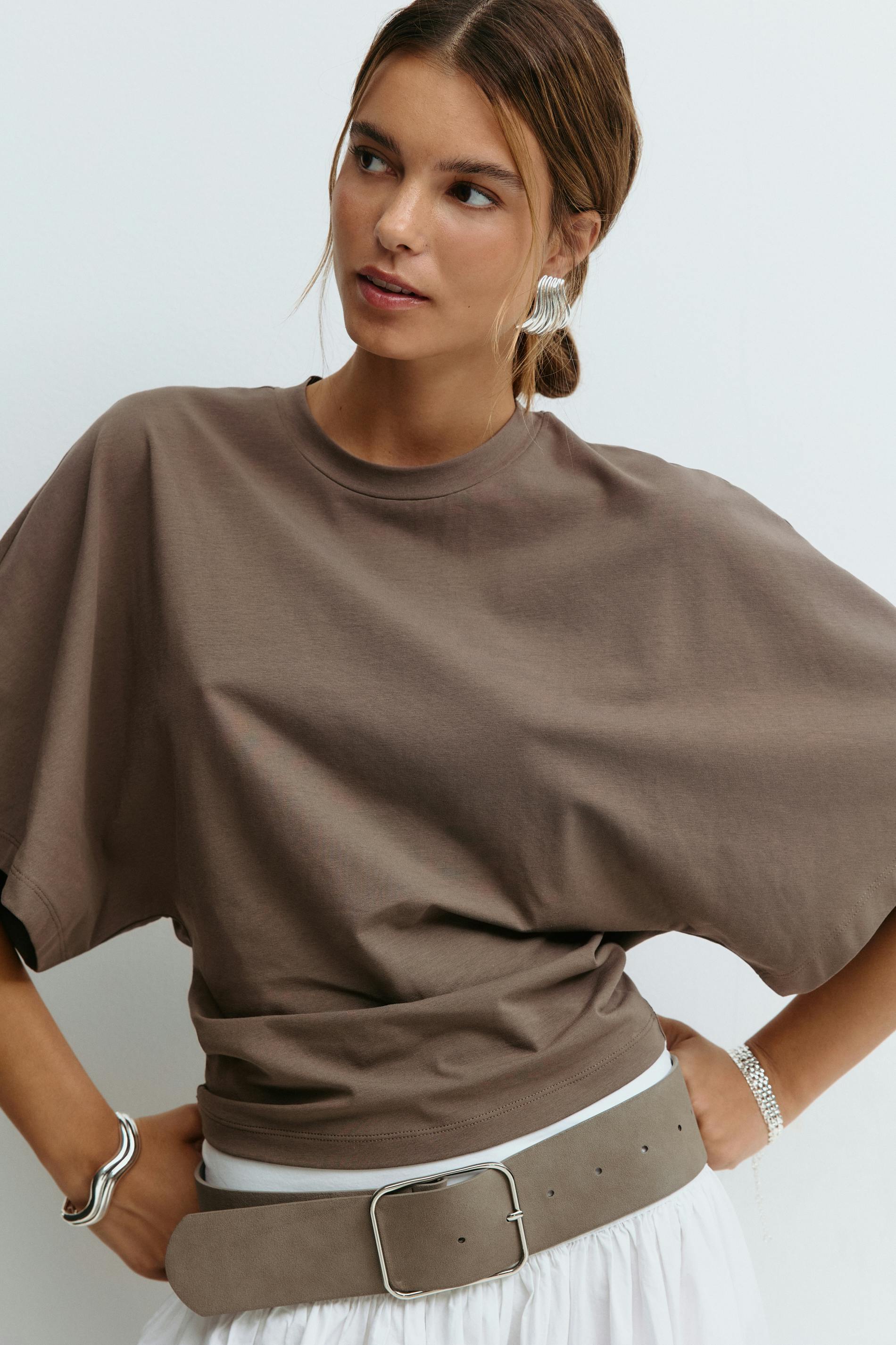 トップス mot Asymmetric top - Vert - Femme - Gina Tricot