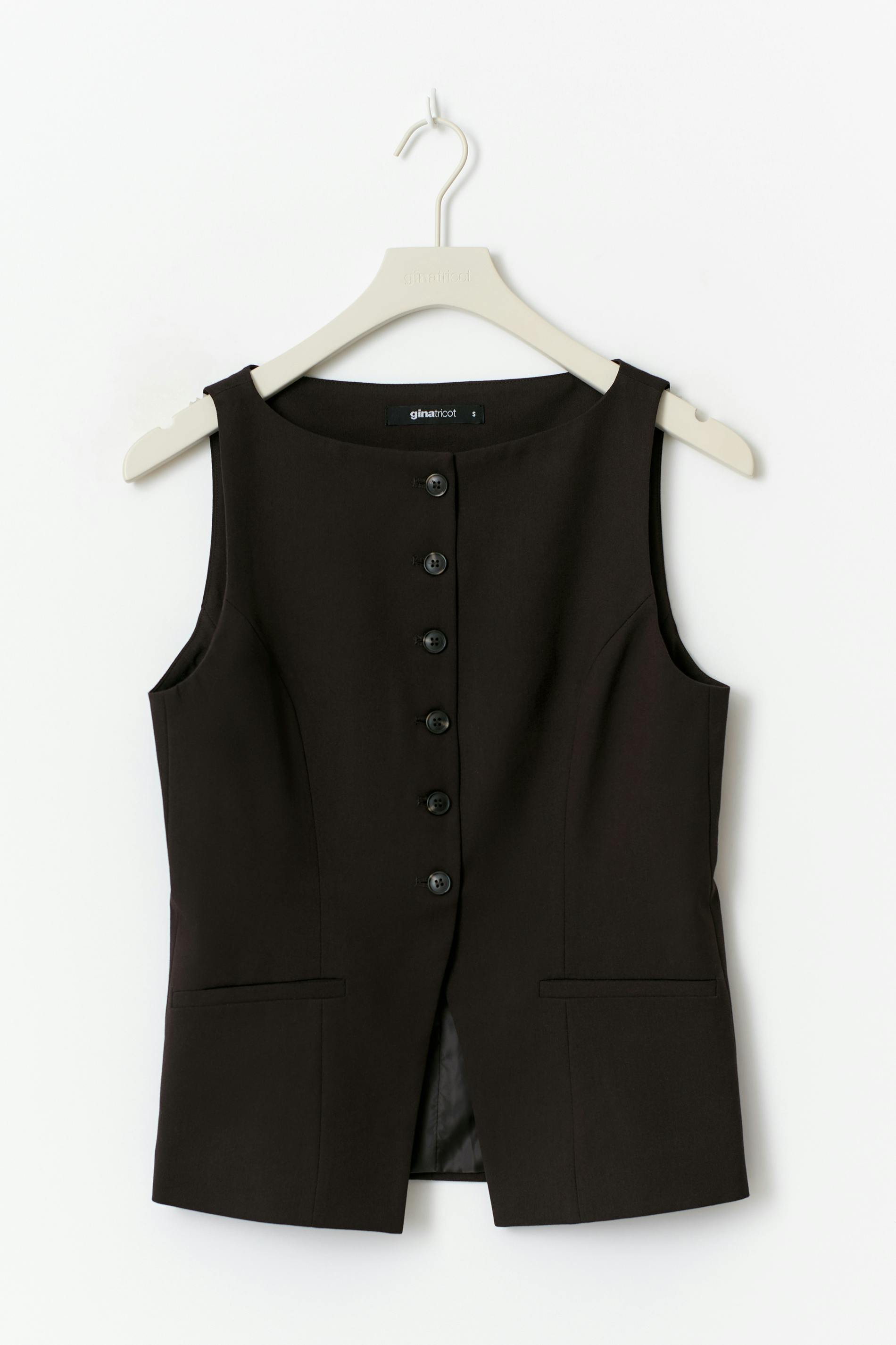 Brown Knitted Vest Gina Tricot Tailored Boatneck Vest