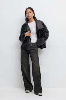 Low Wide Front Seam Jeans