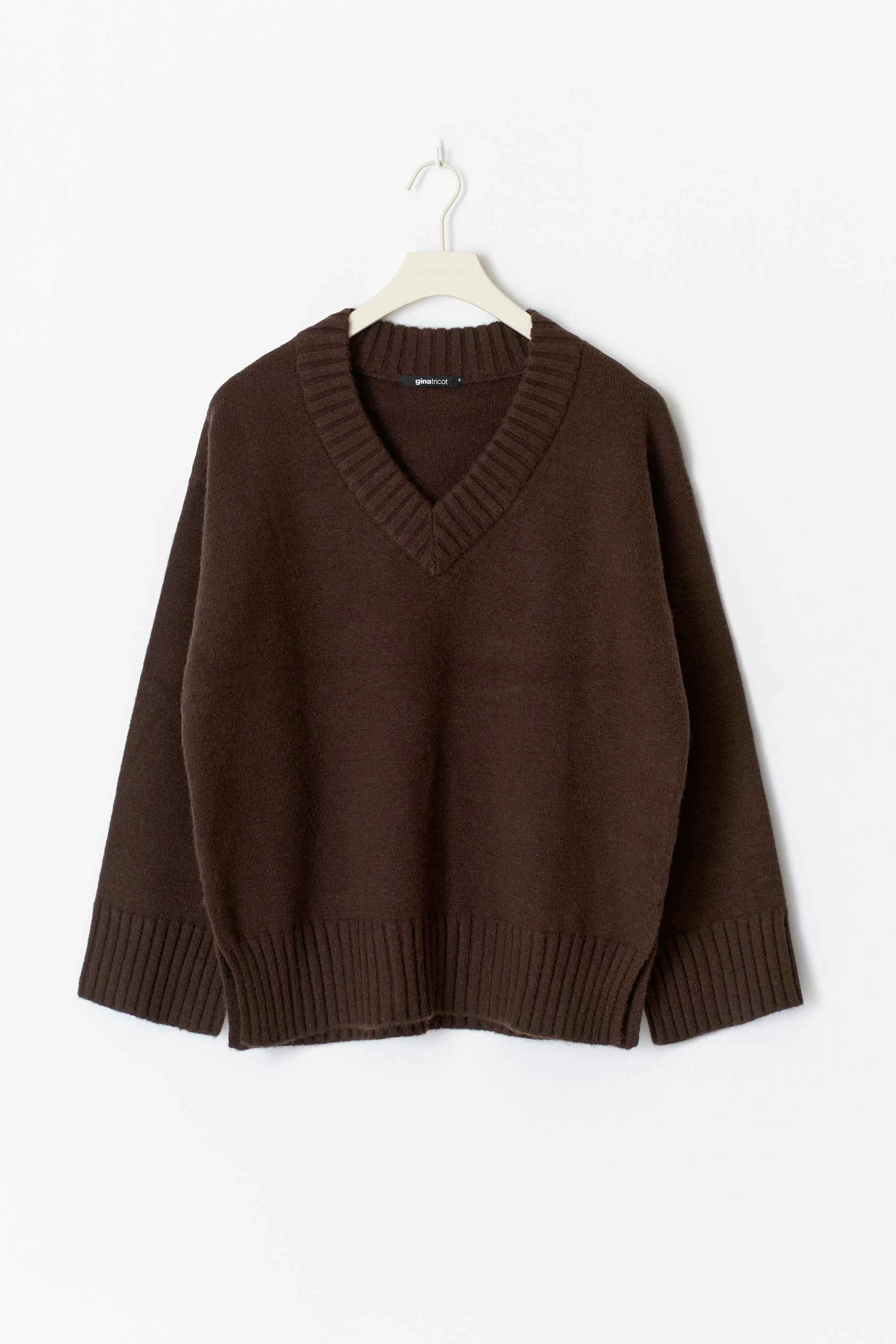 トップス sunsea shrinkage v neck knit size2 brown sunsea shrinkage v neck knit size2 brown Cotton V-Neck Ribbed Knit