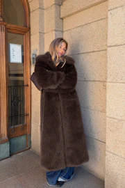 Faux fur long coat