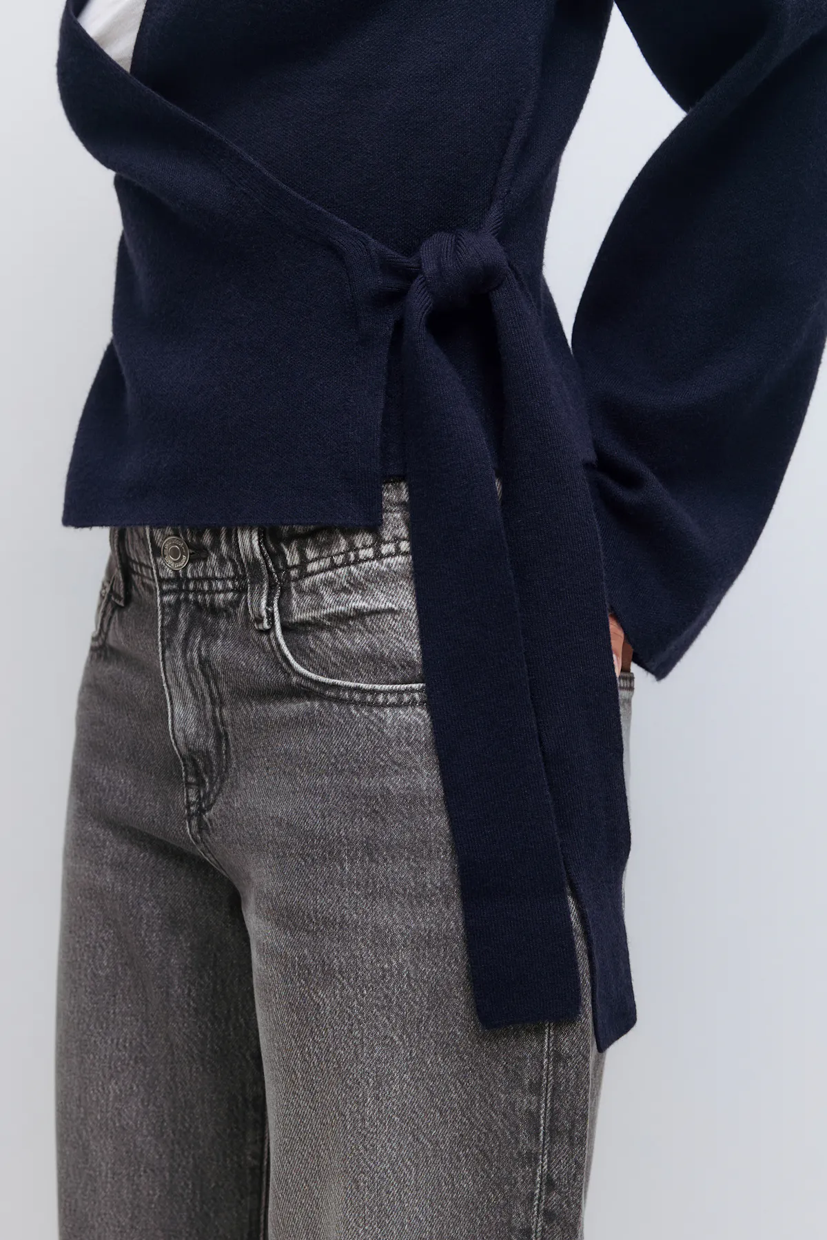 Women's Navy blue Bouclé-Knit Cardigan H&M CA