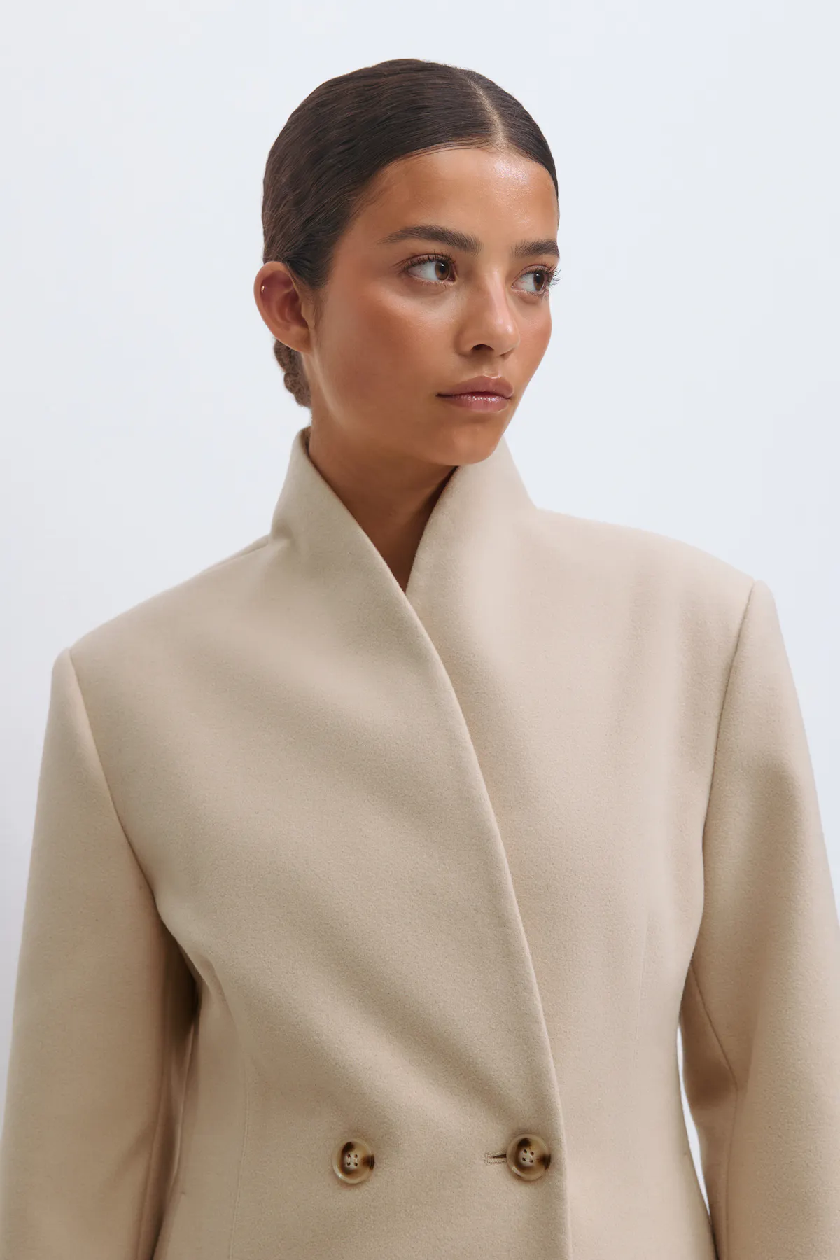 Gina Tricot - Shaped wool blend jacket - Jakker - Beige - XS - Dame