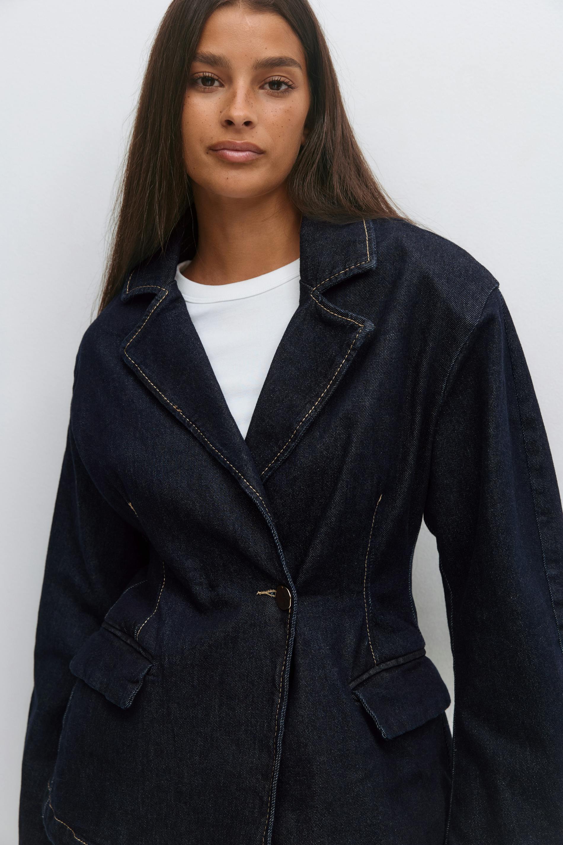 Tailored denim blazer