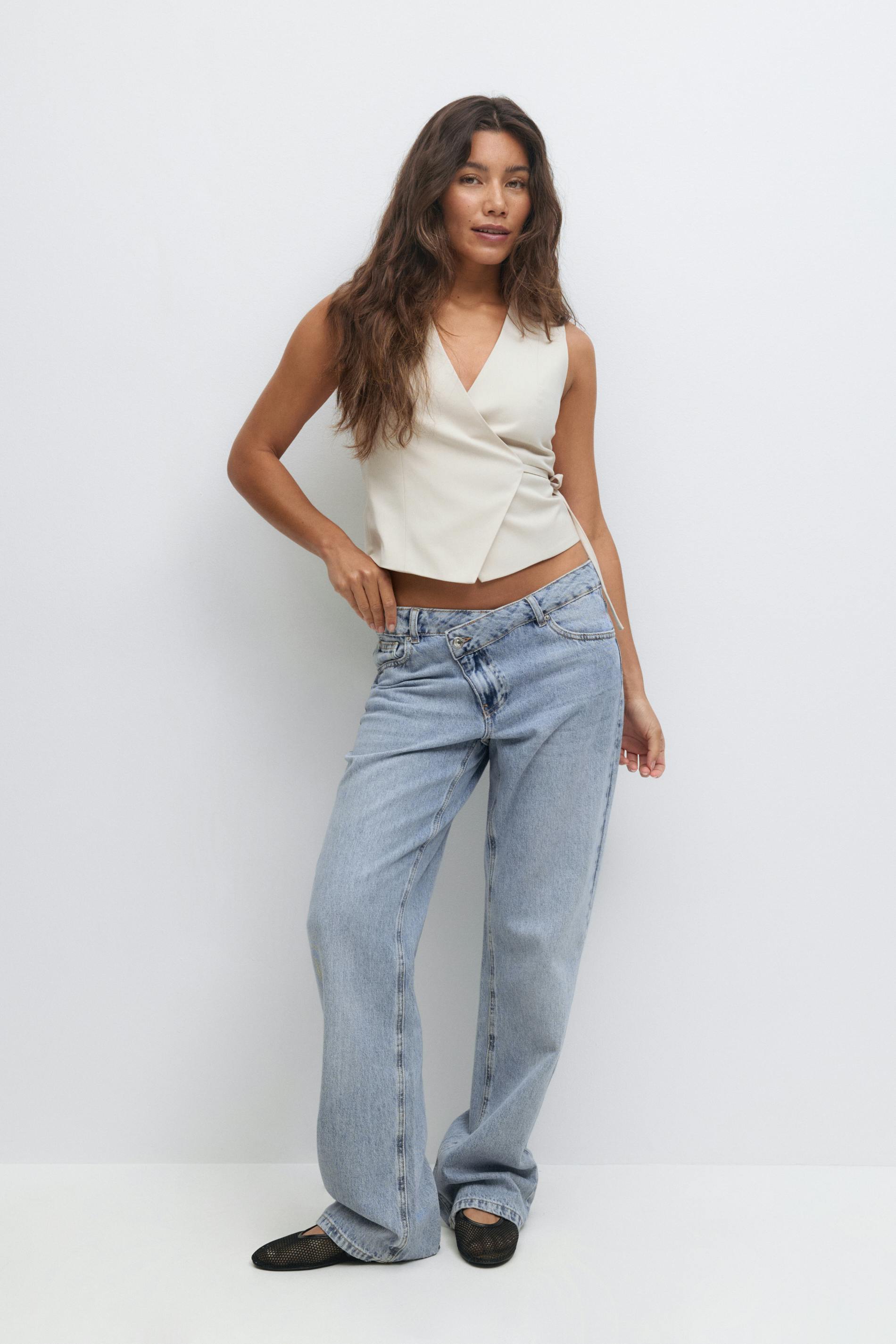Gina Tricot - Wrap jeans - low straight jeans - Bleu - 32 - Femme