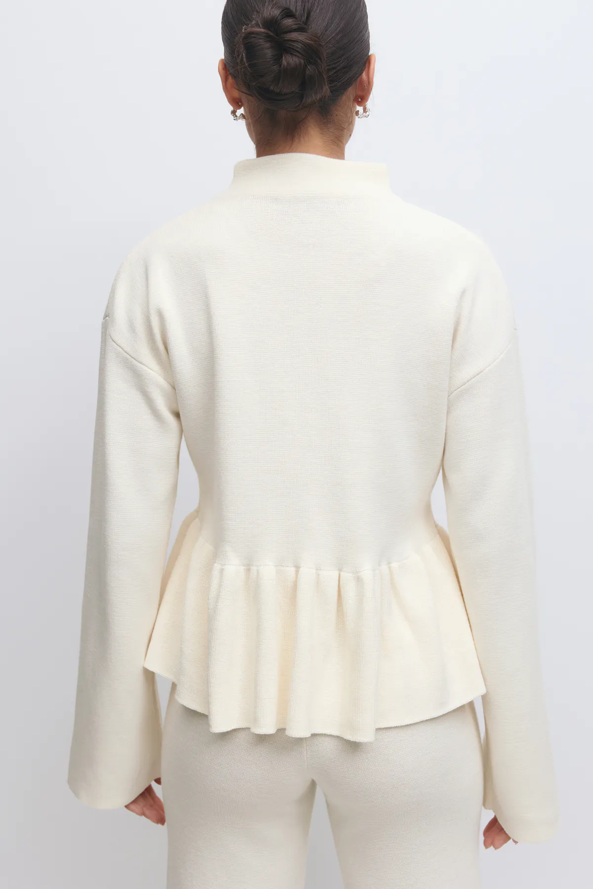 未開封 Connie peplum knit set up Navy Ribbed Knit Peplum Cardigan