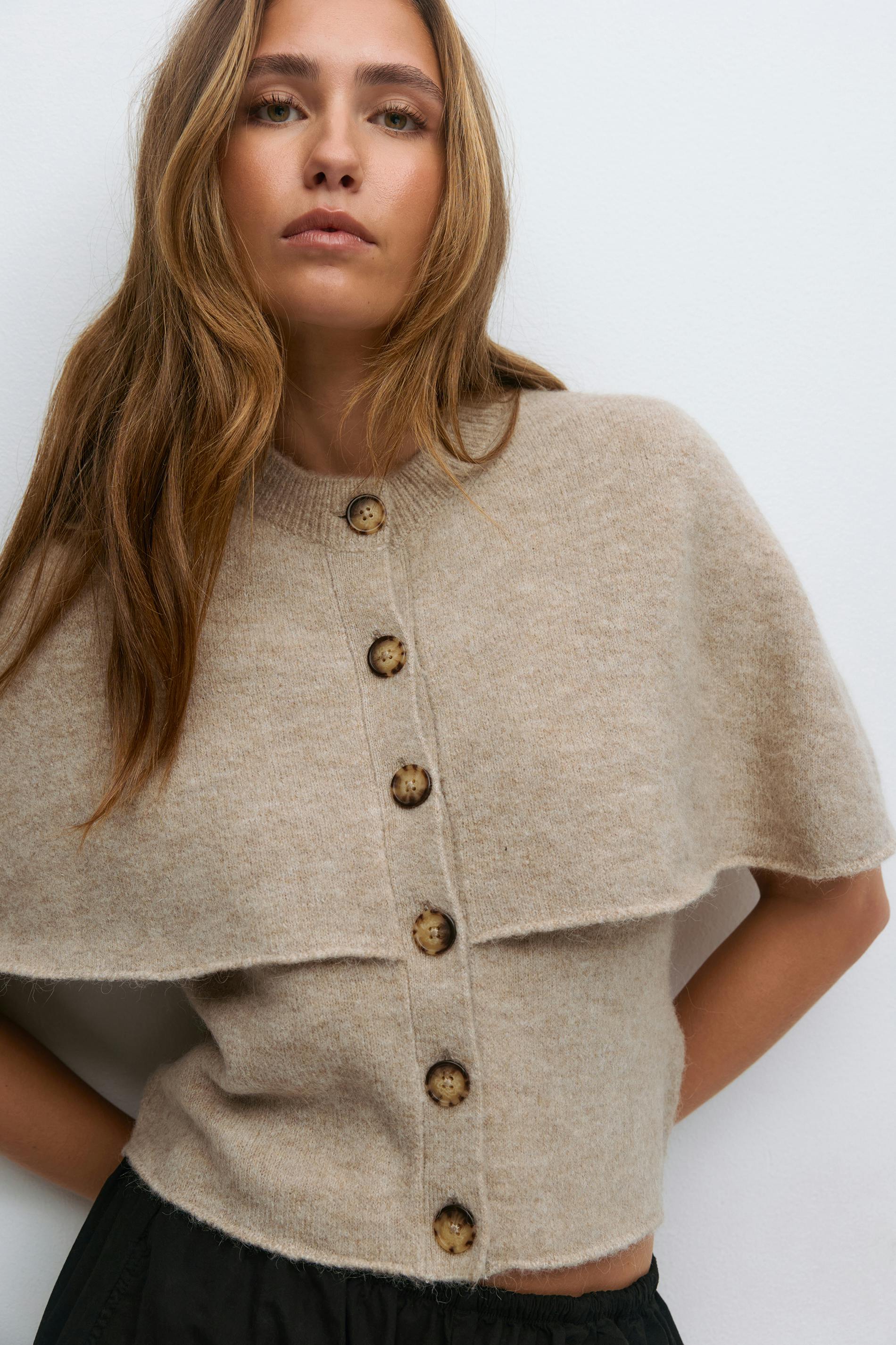 Knitted cape cardigan