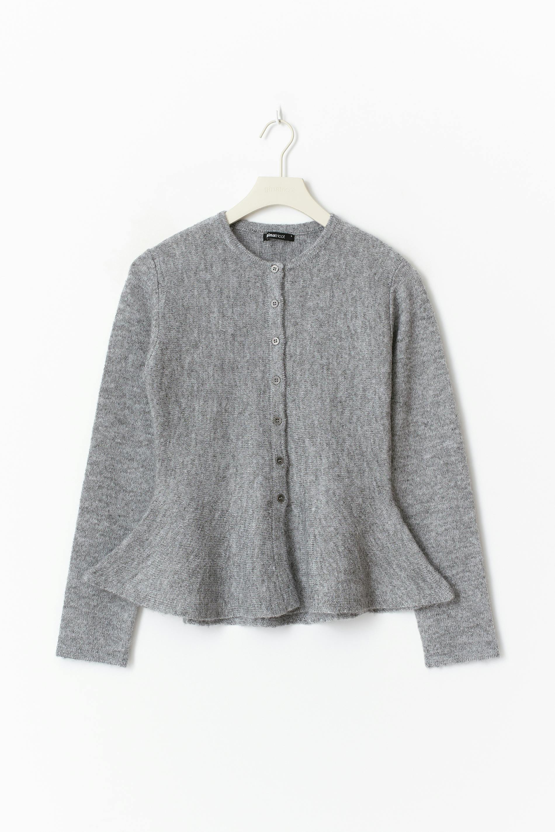 Knitted peplum cardigan - Grey - Women - Gina Tricot