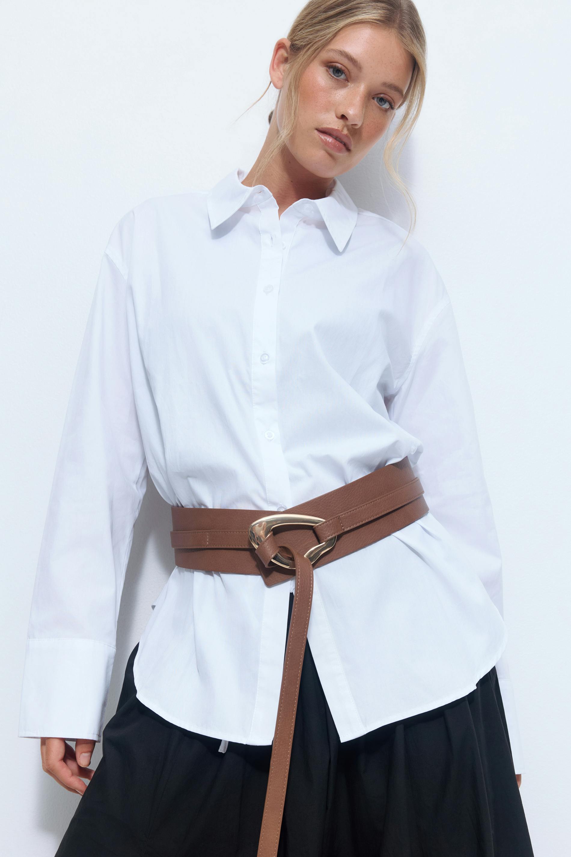 Gina Tricot - Wide statement belt - Bælter - Brun - M/L - Dame