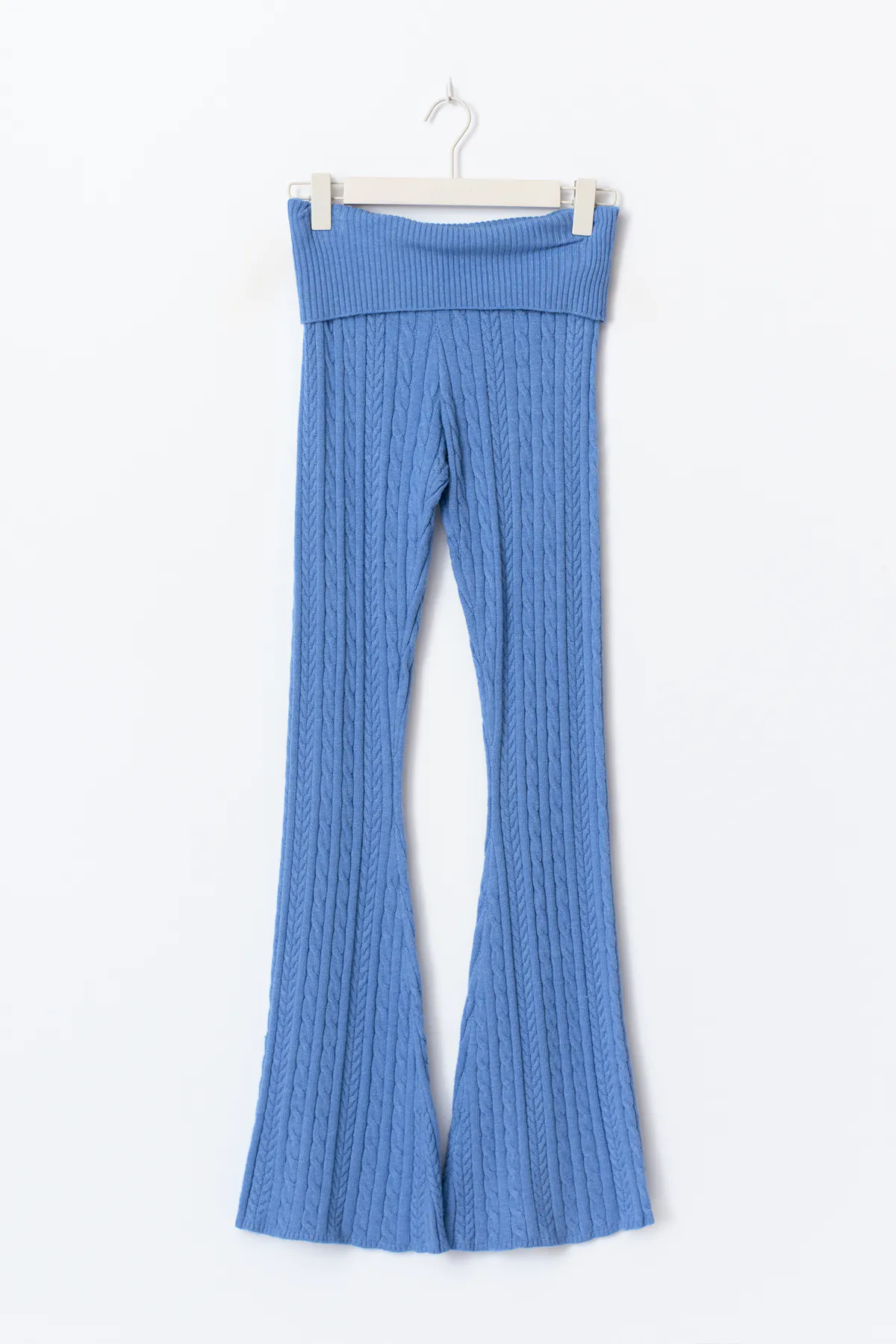 14+ cable knitted pants tall - Blue - Gina Tricot