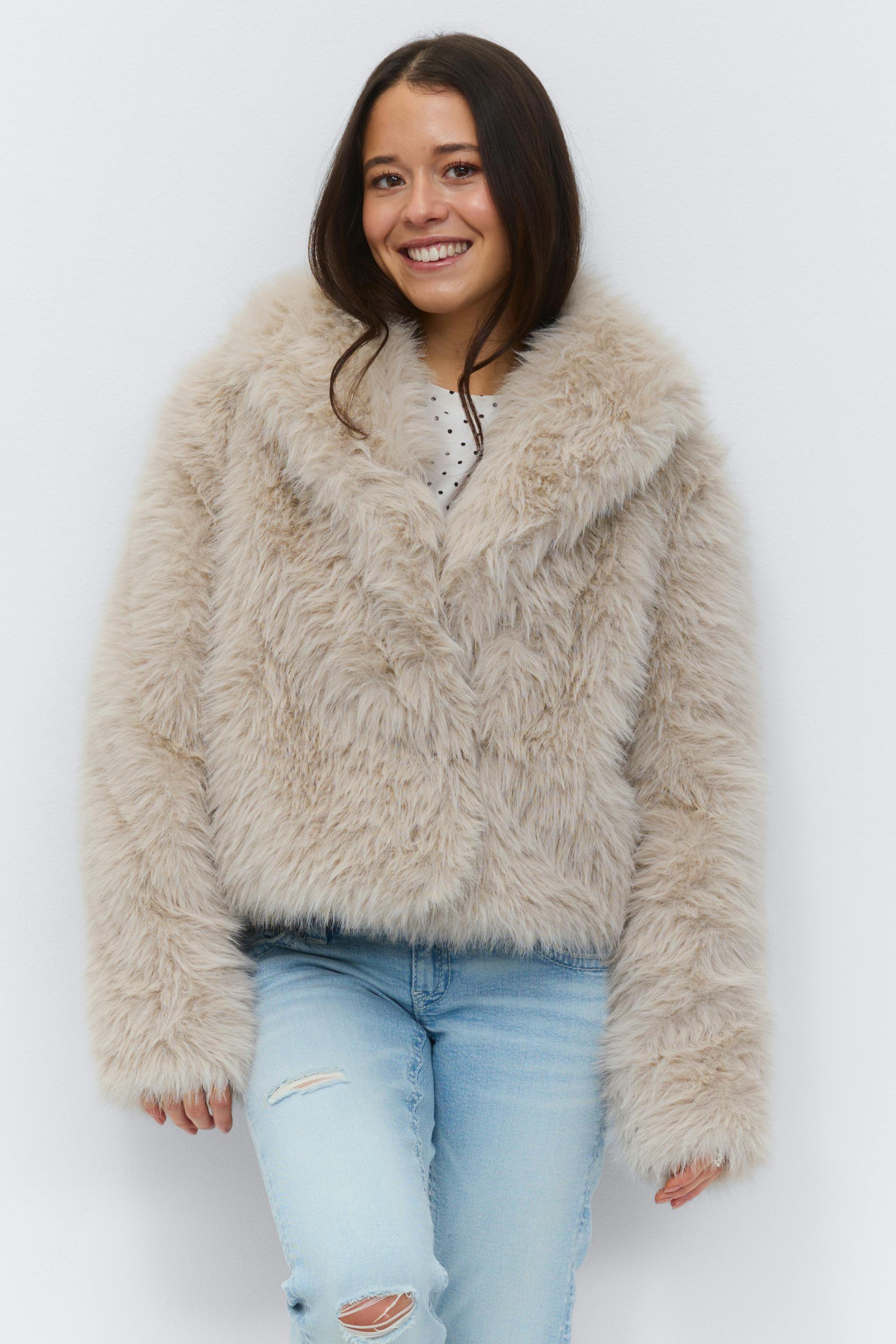 Gina Tricot - 14+ faux fur jacket - vestes - Beige - M - Femme