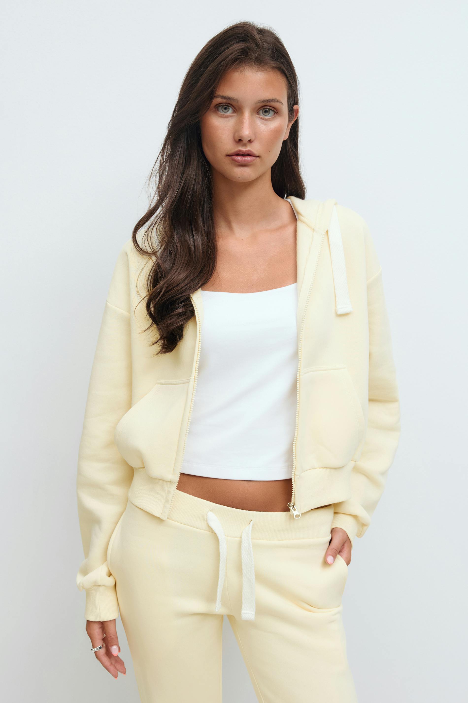 Gina Tricot - 14+ zip hoodie - gensere - Gul - M - Dame