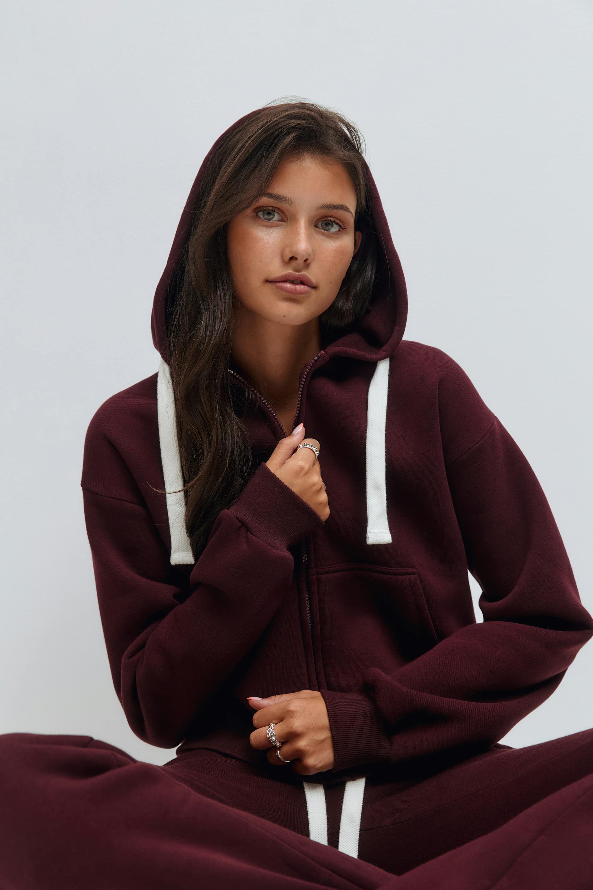 Gina Tricot - 14+ zip hoodie - gensere - Rød - XS - Dame