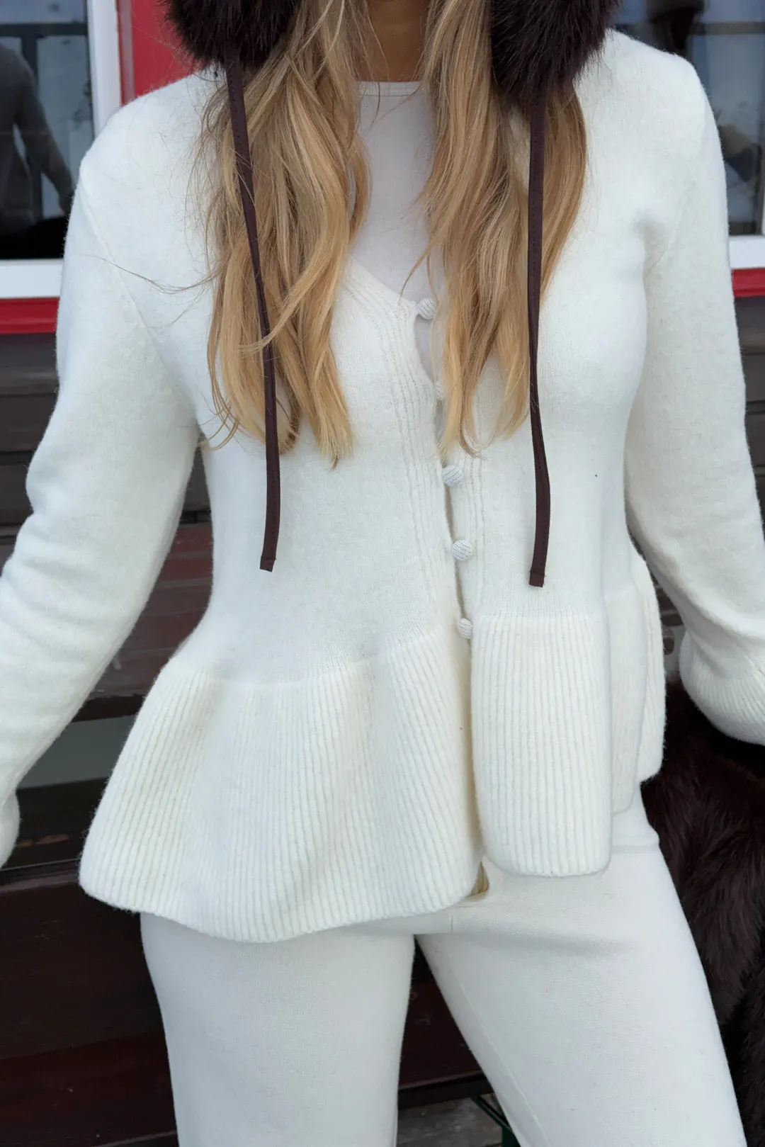 Knitted Peplum Cardigan Black