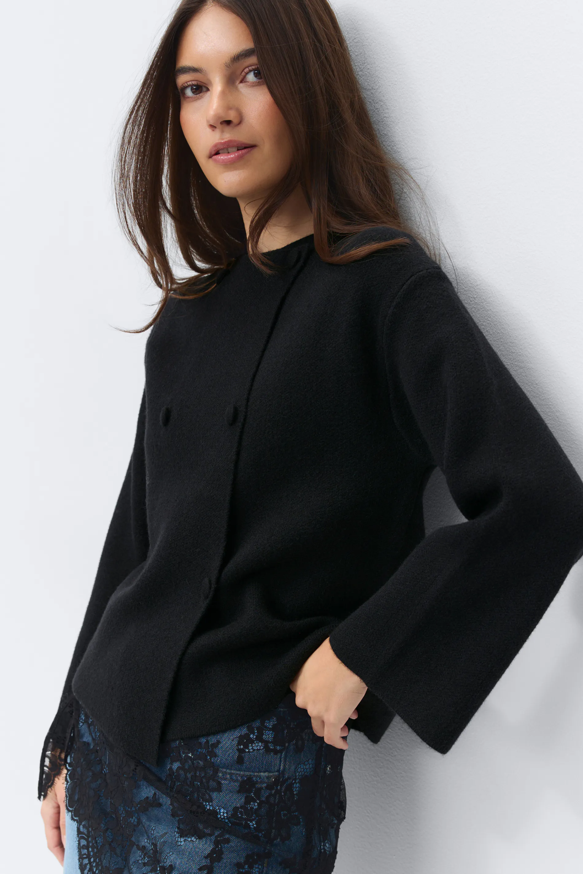 Gina Tricot - Knitted button cardigan - Cardigans & strikkejakker - Svart - XS - Dame