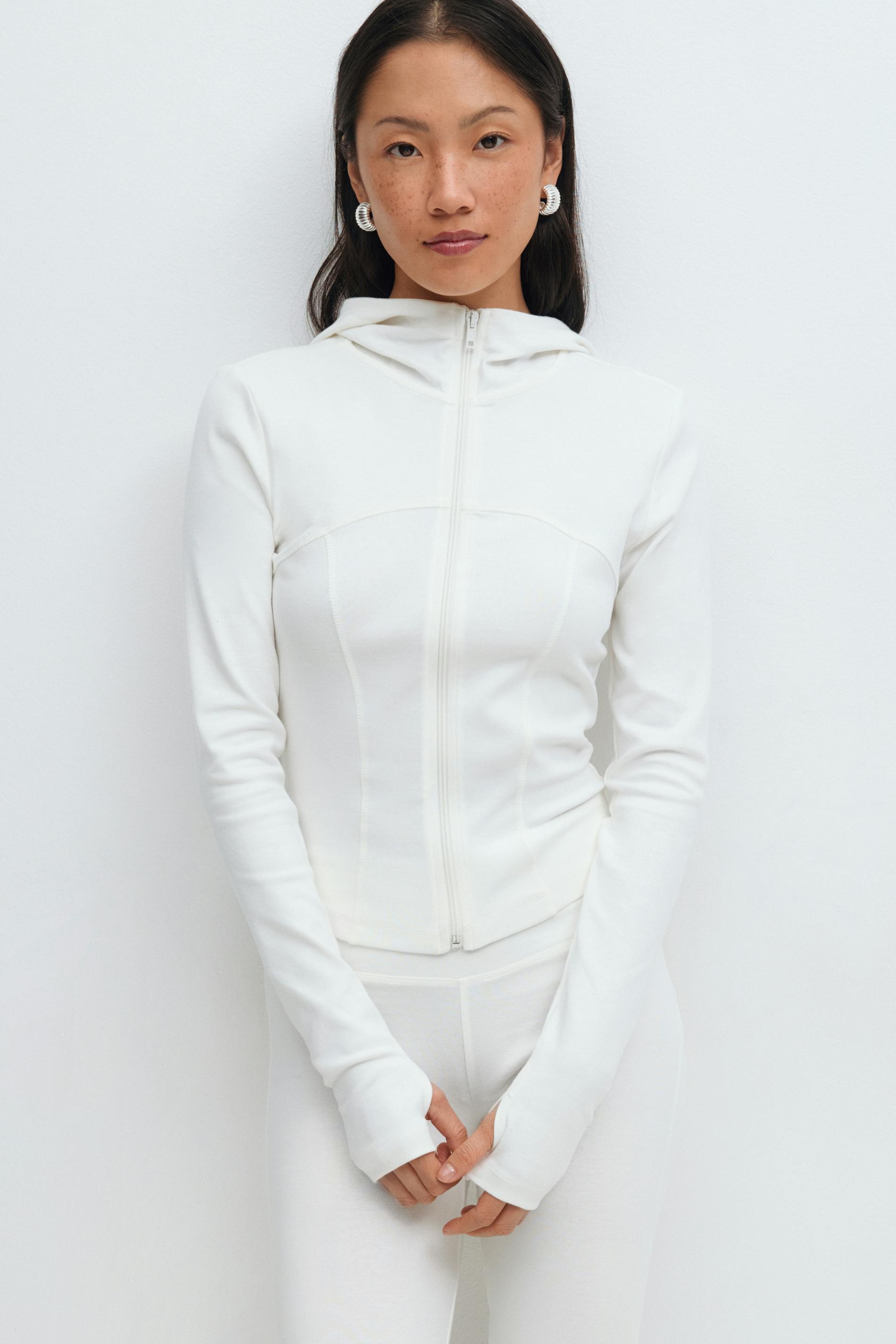 Gina Tricot - Zip hoodie jacket - hettegensere - Hvit - XL - Dame