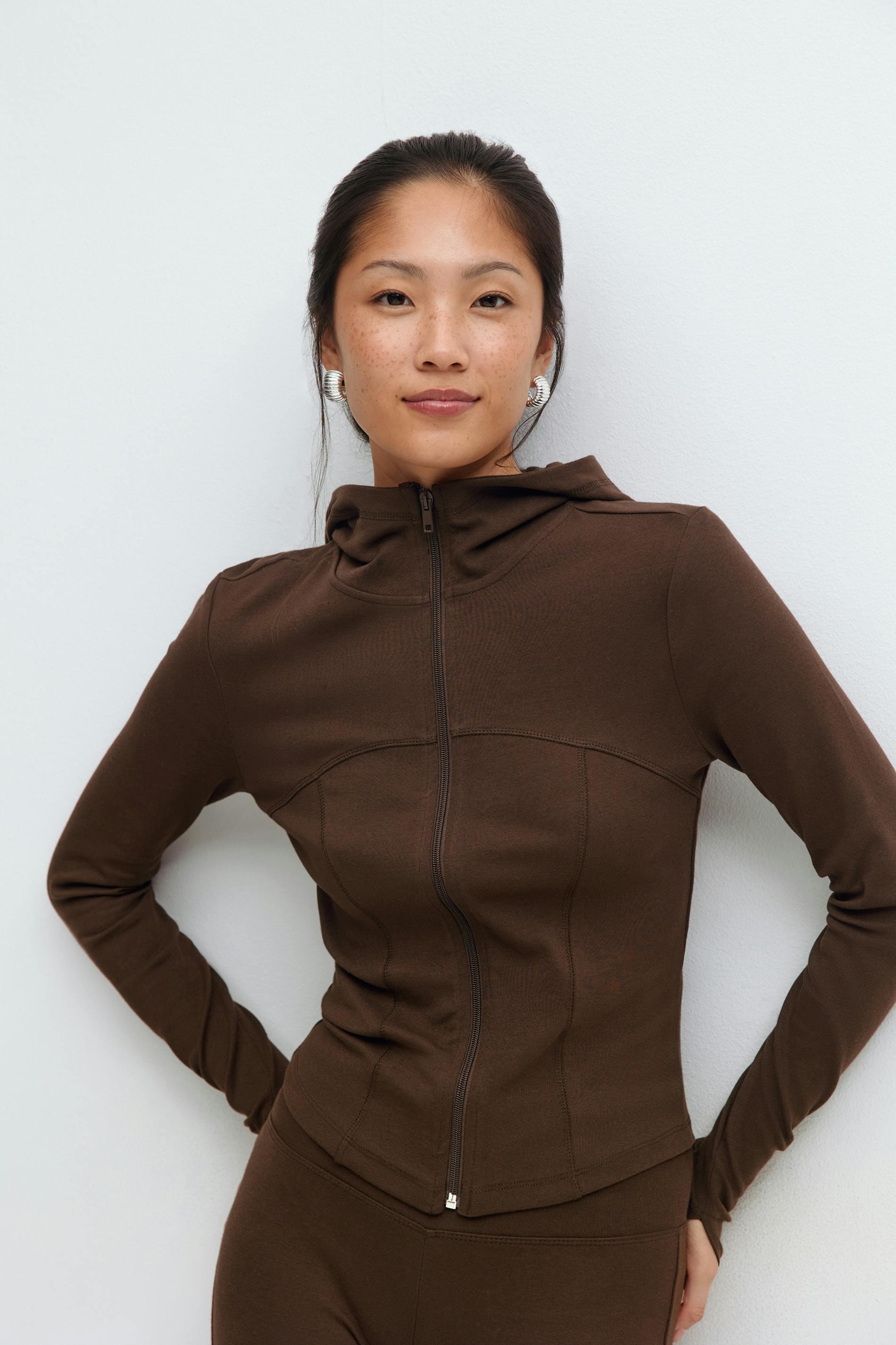 Gina Tricot - Zip hoodie jacket - hoodies - Bruin - XS - Dames
