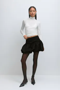 Satin Balloon Mini Skirt