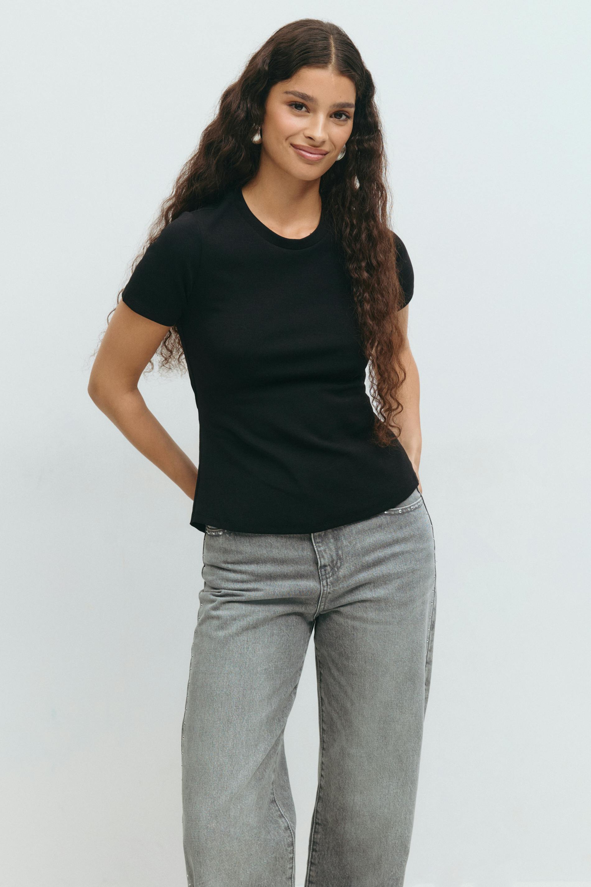 Gina Tricot - Tie back tee - Tops & blouses met strikjes - Zwart - M - Dames