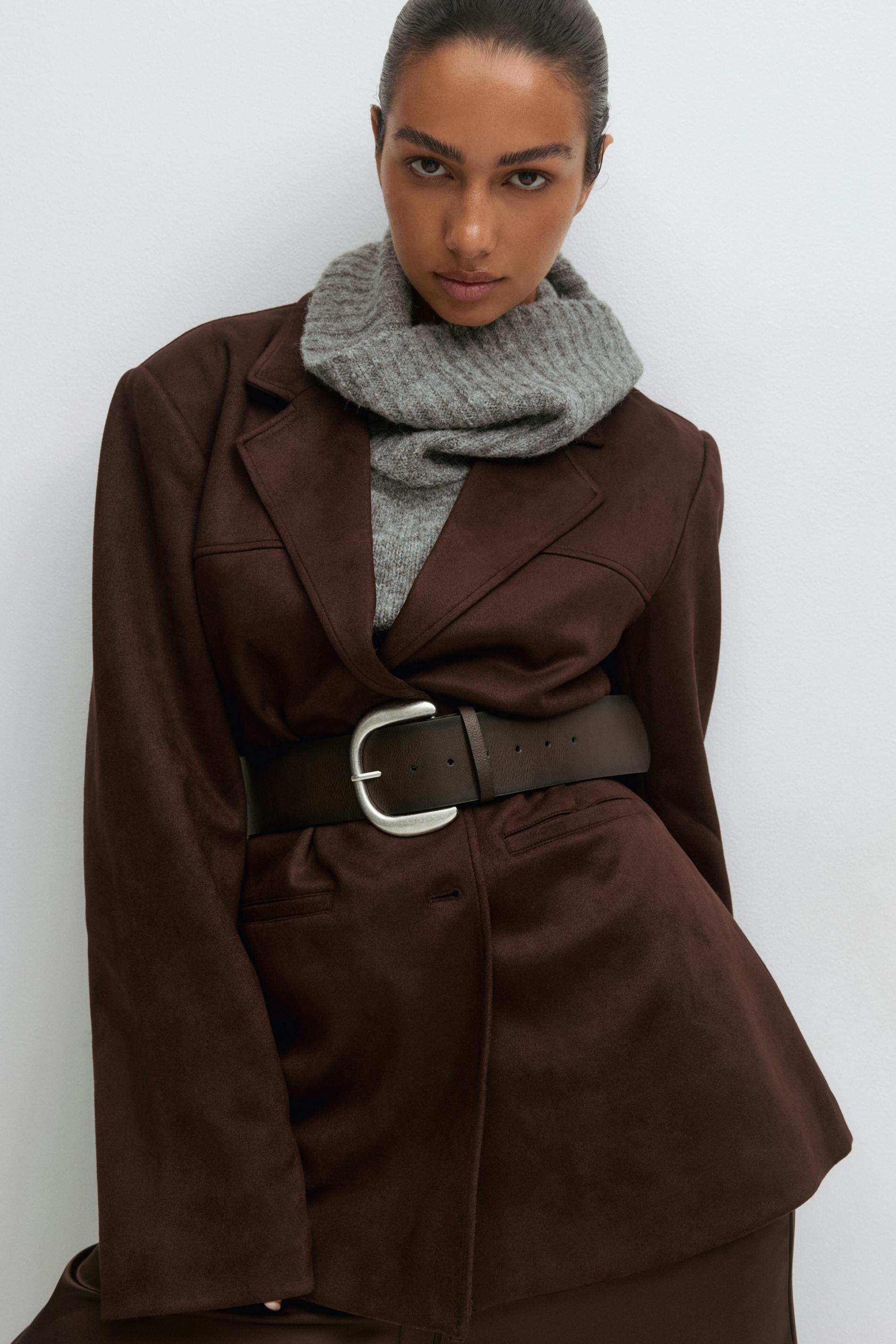 Gina Tricot - Large buckle belt - Bælter - Brun - M/L - Dame