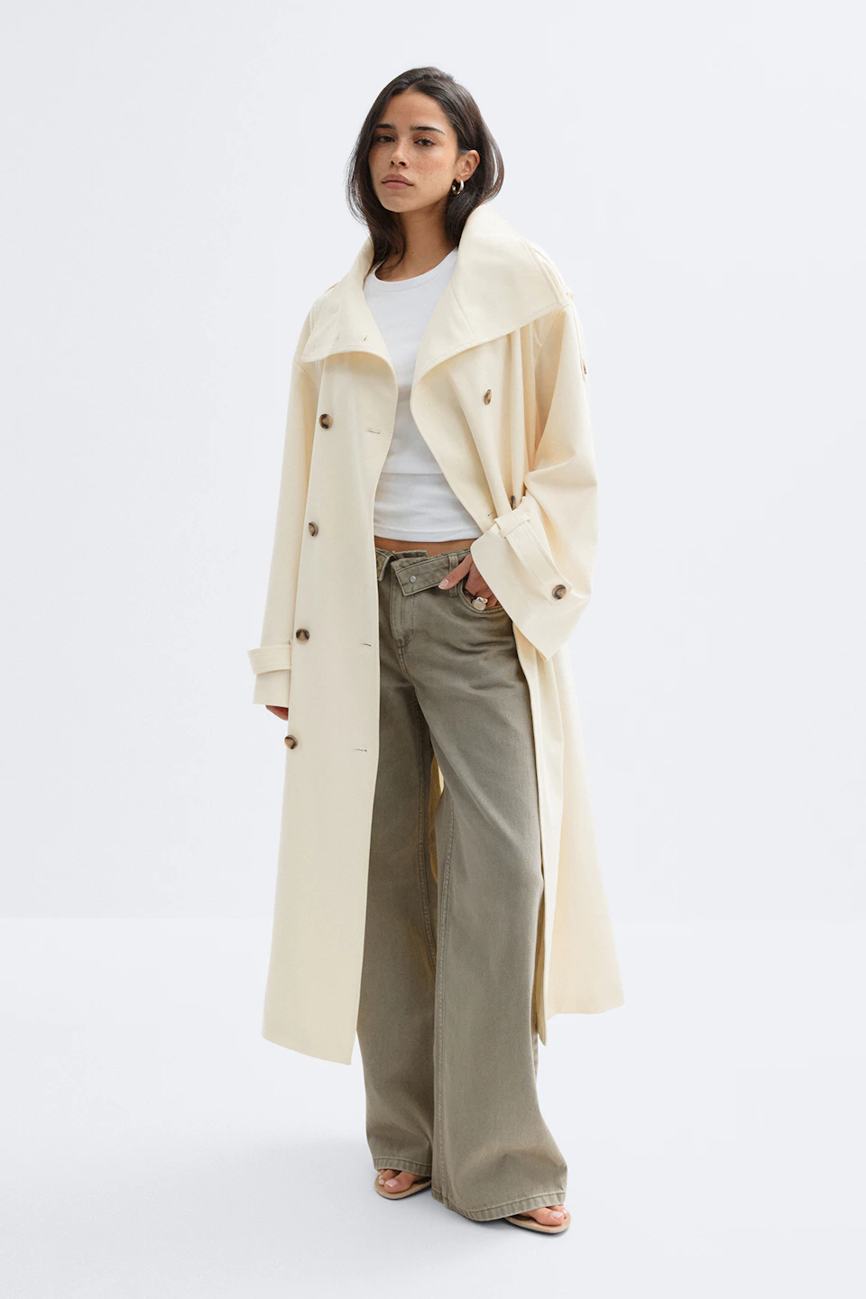 High neck trench coat