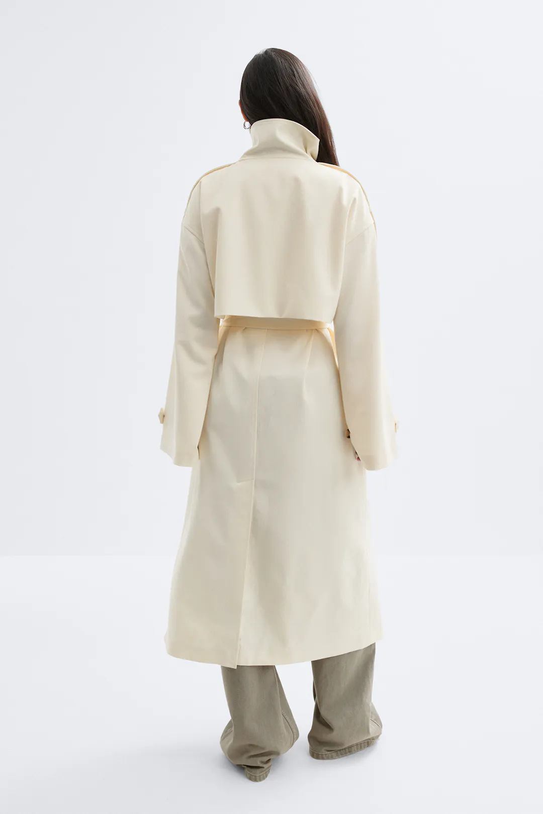 High neck trench coat - Hvit - Dame - Gina Tricot