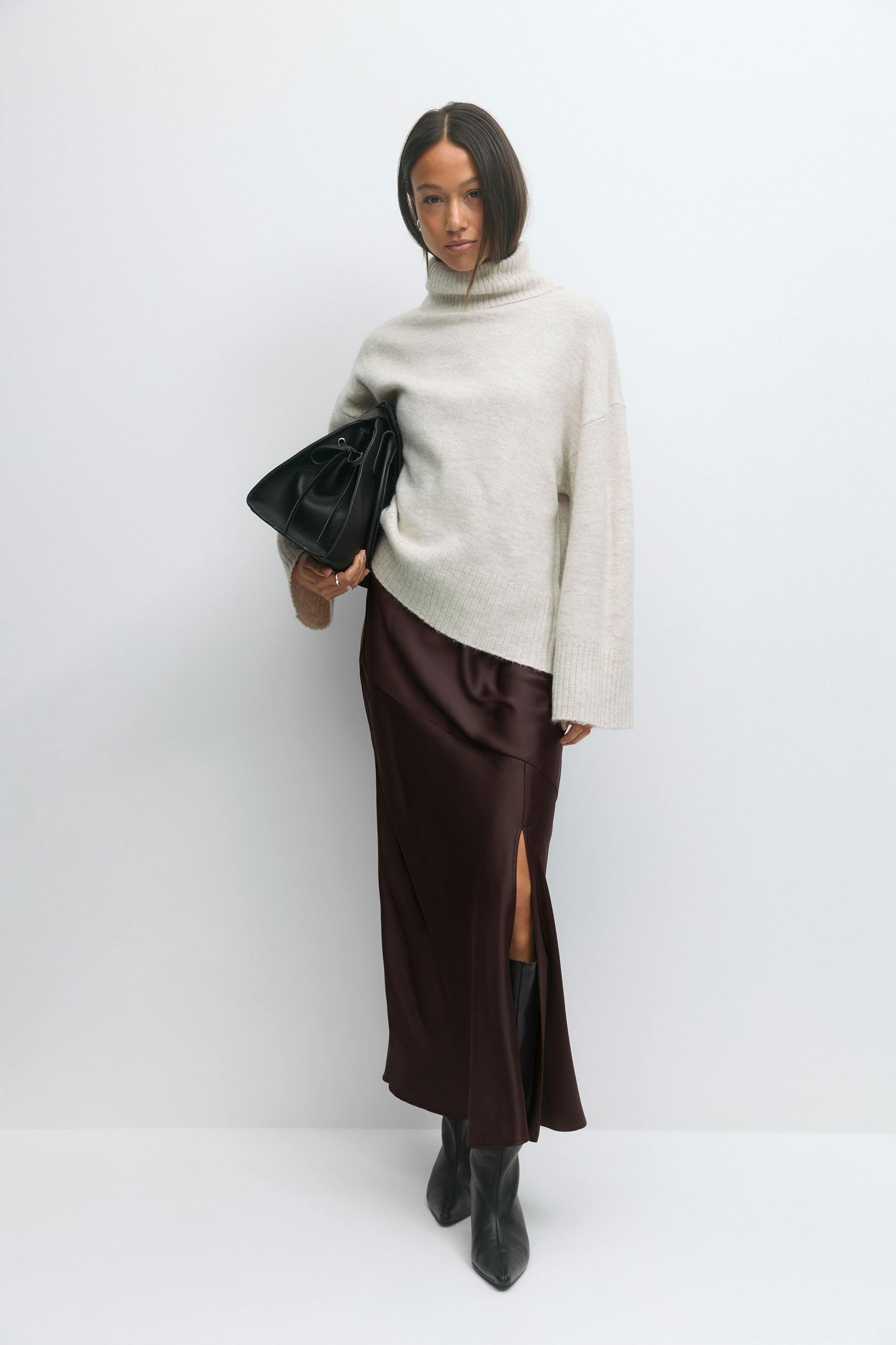 Gina Tricot - Satin skirt - Jupes en satin - Marron - XS - Femme