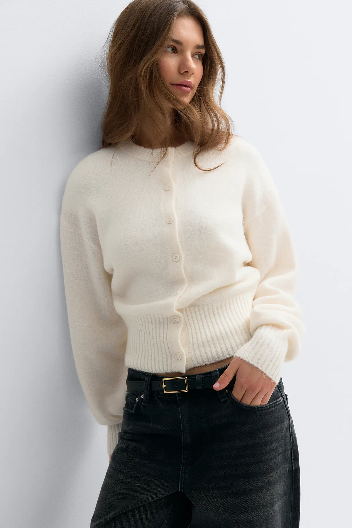 Gina Tricot - Knitted cardigan - Cardigans & strikkejakker - Hvit - M - Dame