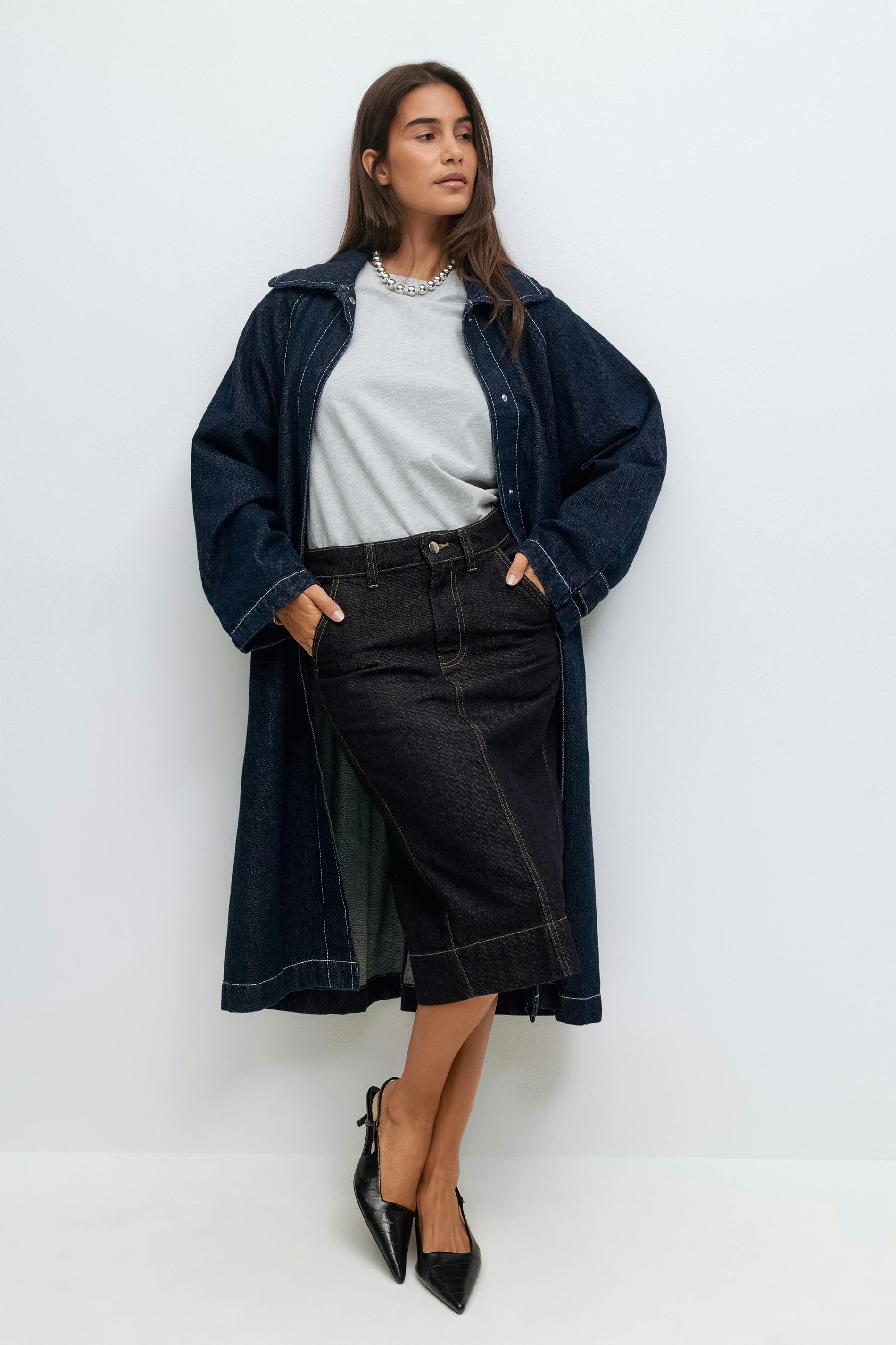 スカート left hand twill pencil denim skirt left hand twill pencil denim skirt