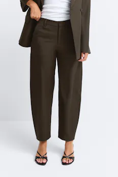 Mid Waist Barrel Trousers