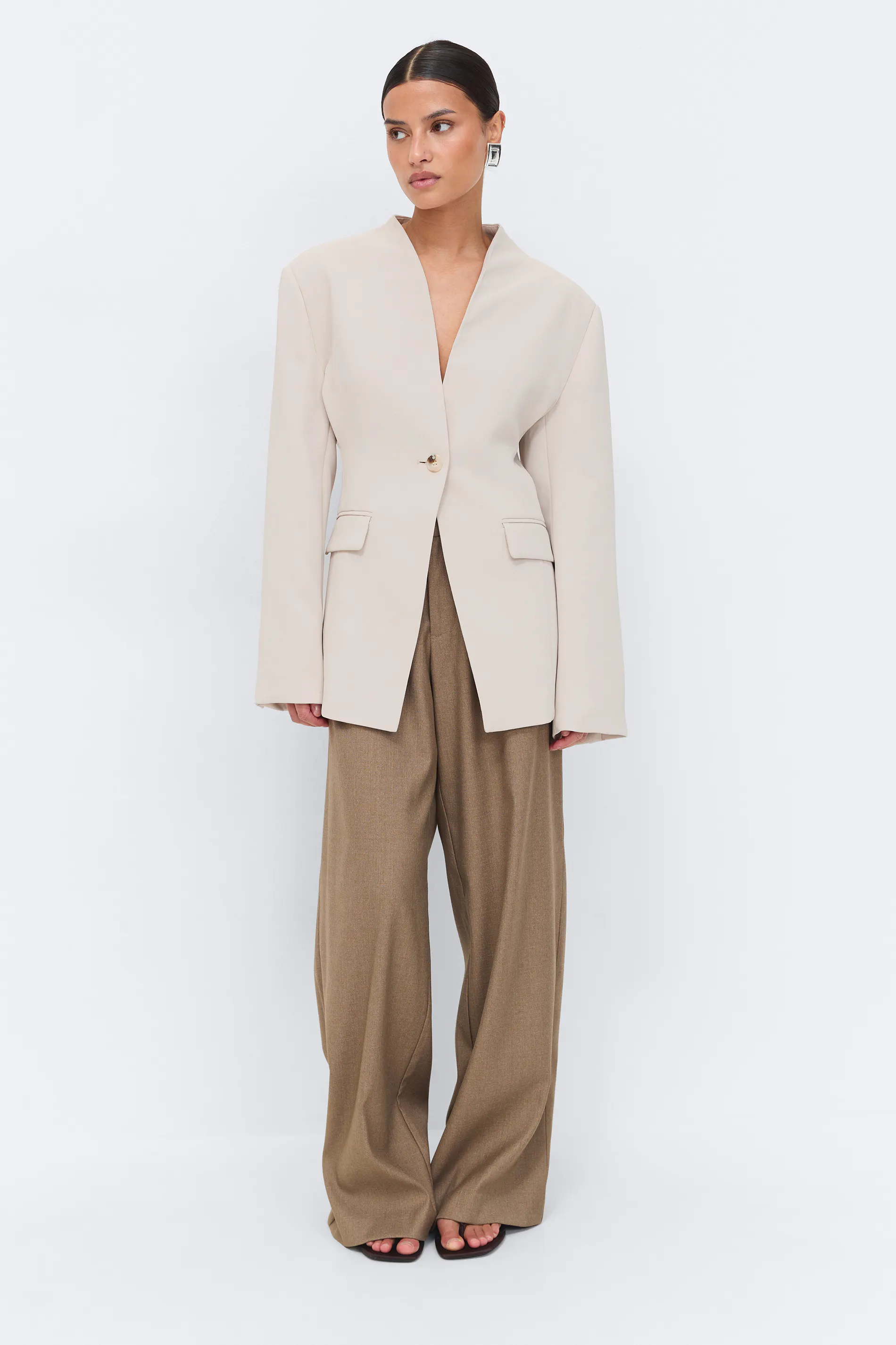 Gina Tricot - Shaped blazer - getailleerde blazers - Beige - 38 - Dames