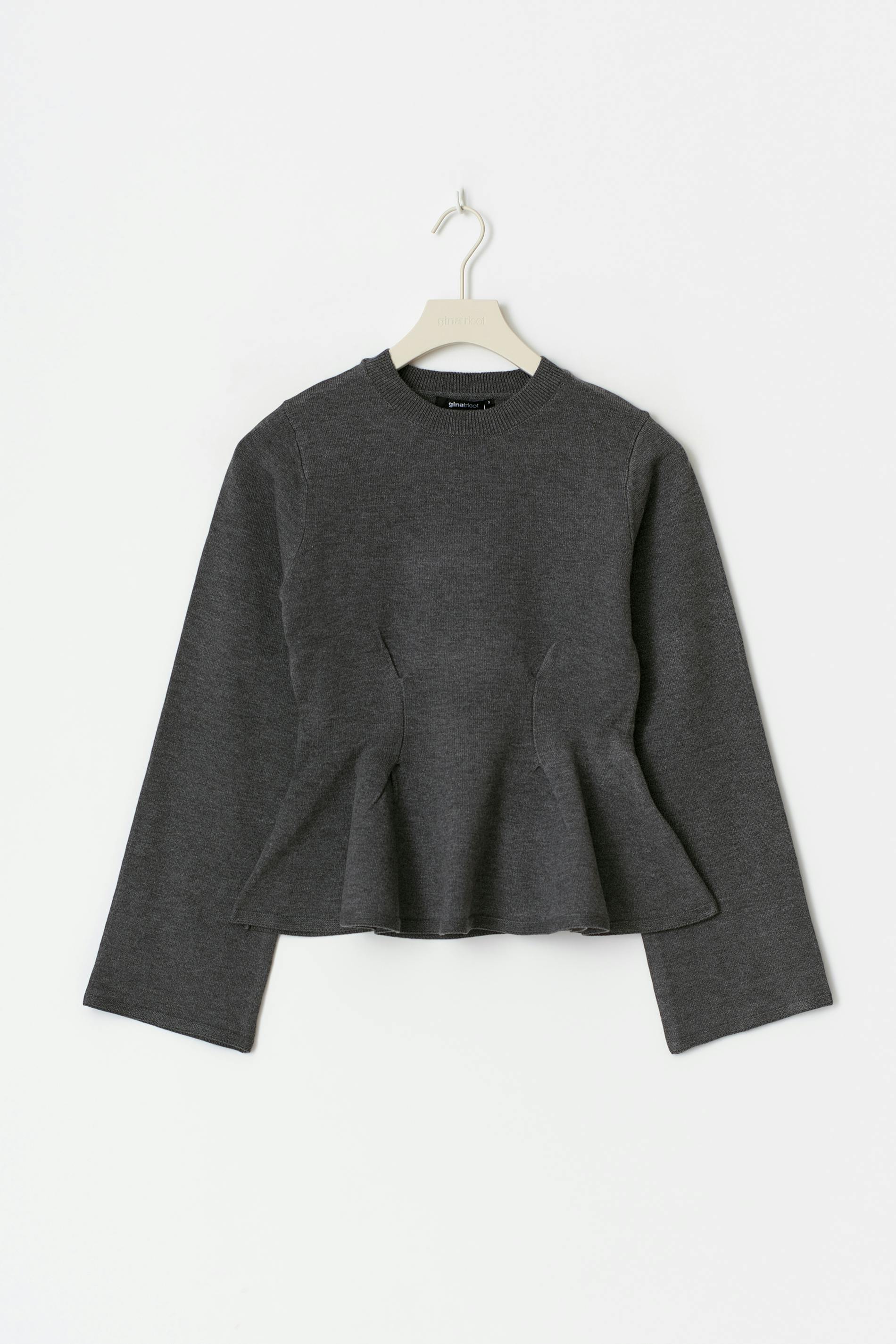 Knitted peplum top - Grey - Women - Gina Tricot