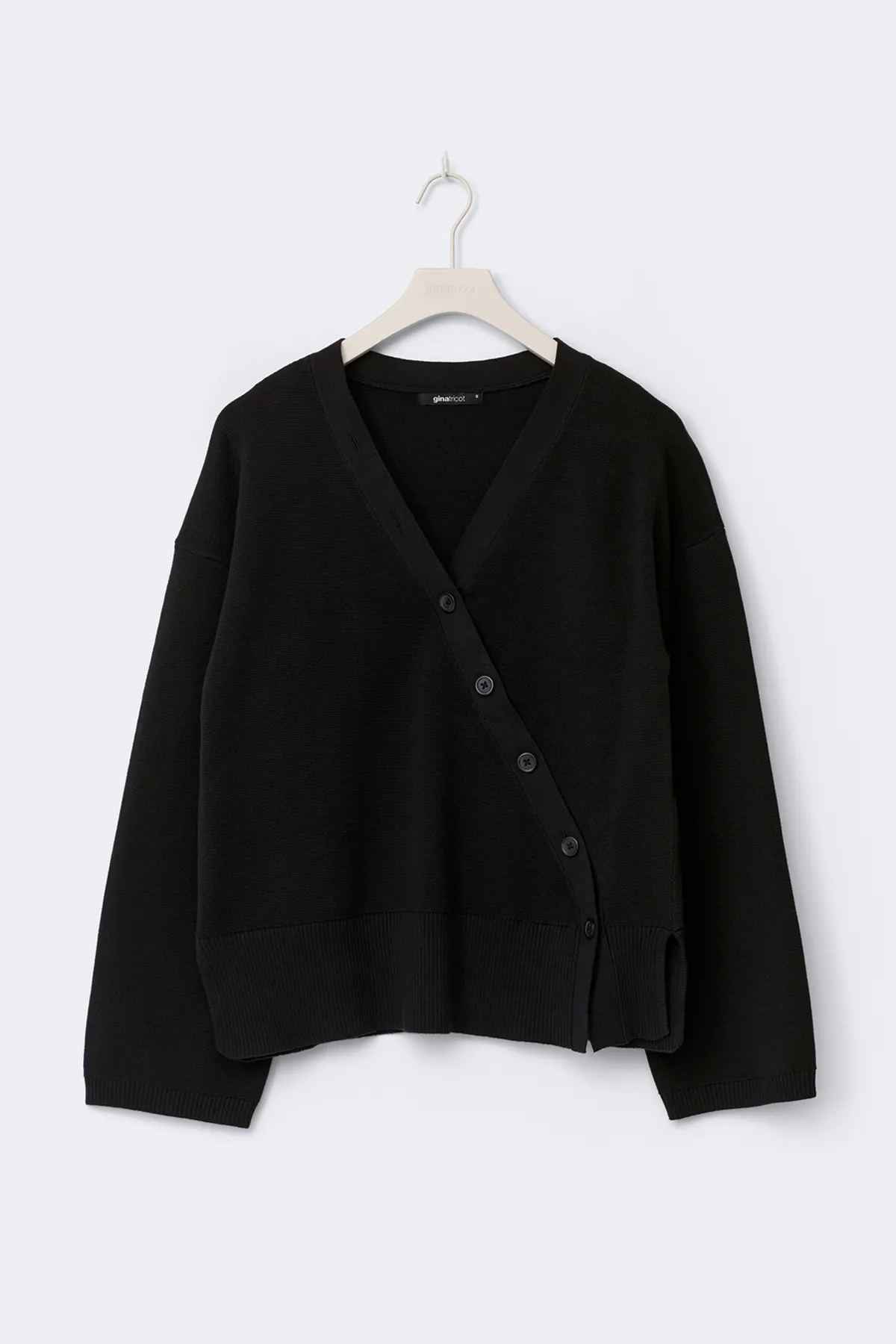 Asymmetric knitted cardigan - Black - Women - Gina Tricot