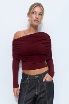Off Shoulder Mesh Top