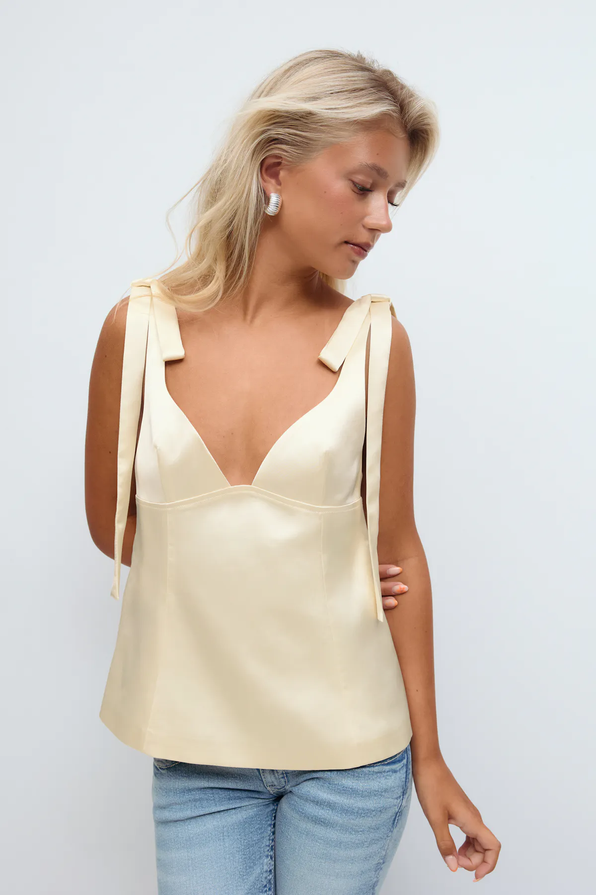 Satin tie top